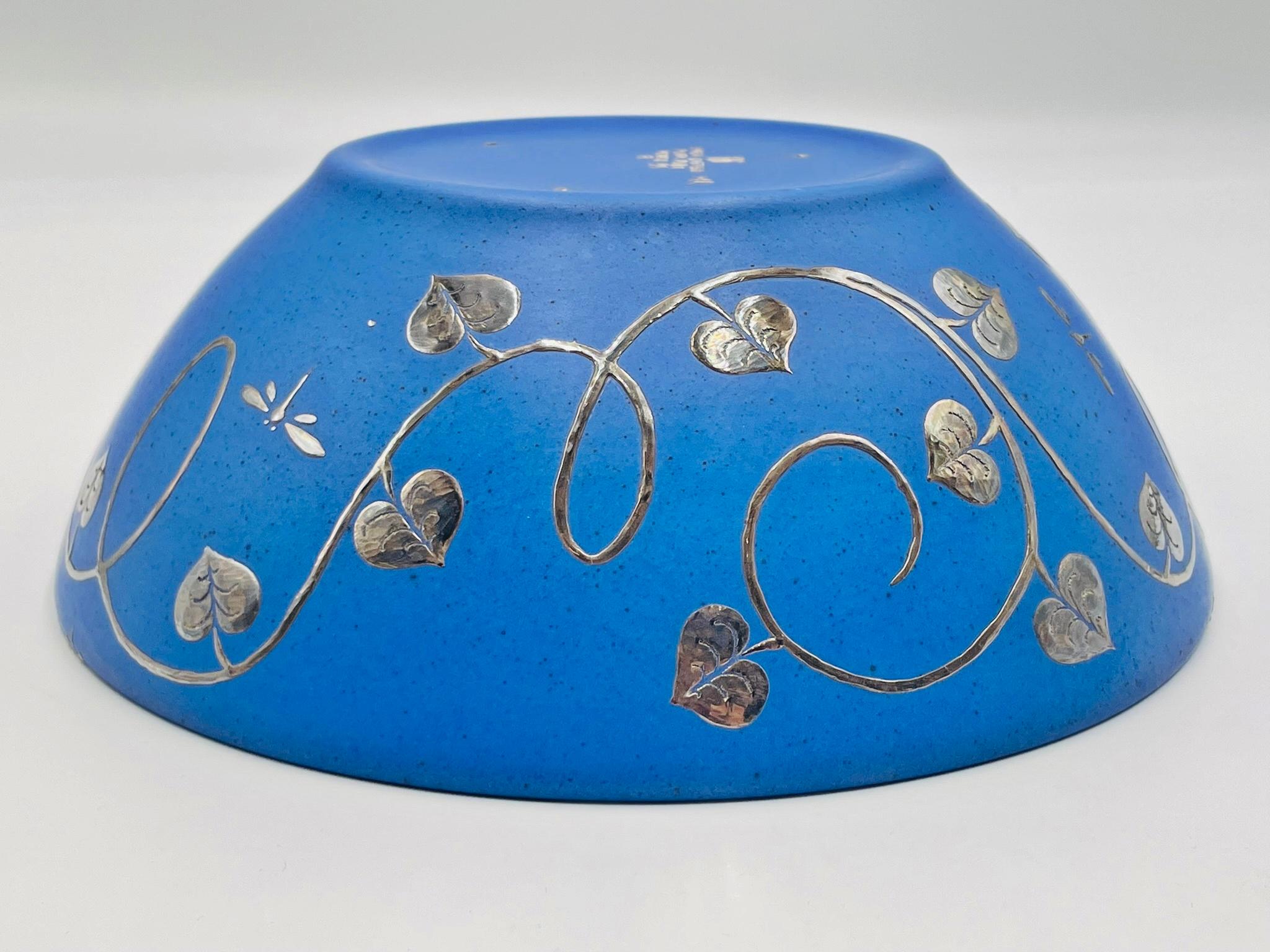 Ciotola in porcellana e argento puro firmata Emilia Castillo, Taxco Mexico, 1995 in vendita 1