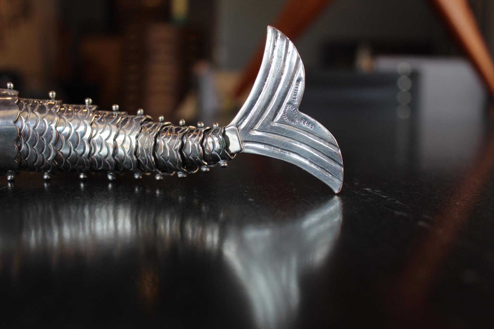 Emilia Castillo Silver Plate Fish Bottle Opener In Fair Condition For Sale In San Pedro Garza Garcia, Nuevo Leon