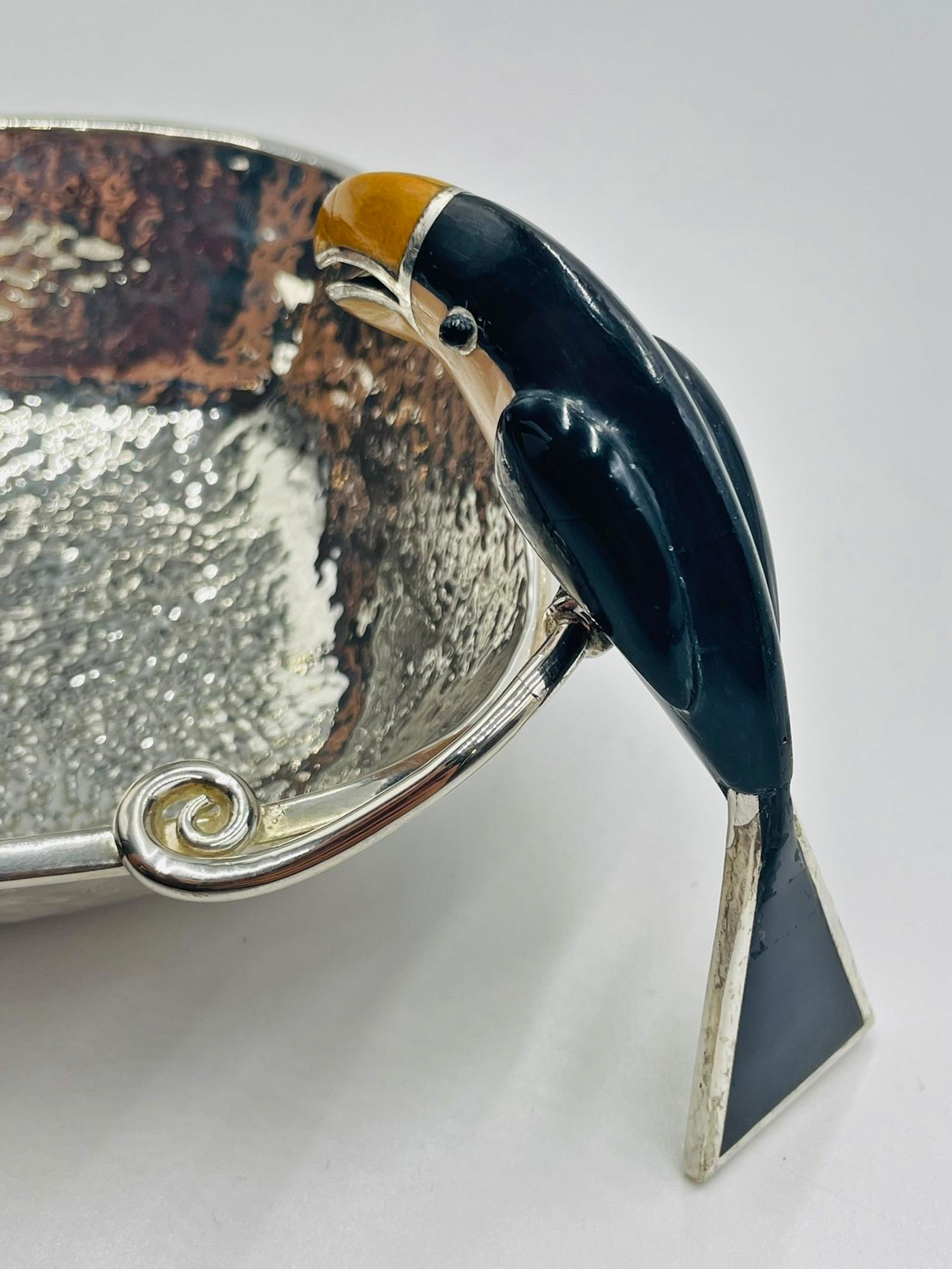 Molcajete/ciotola in argento di Emilia Castillo con tucano, Messico, anni '80 in vendita 6