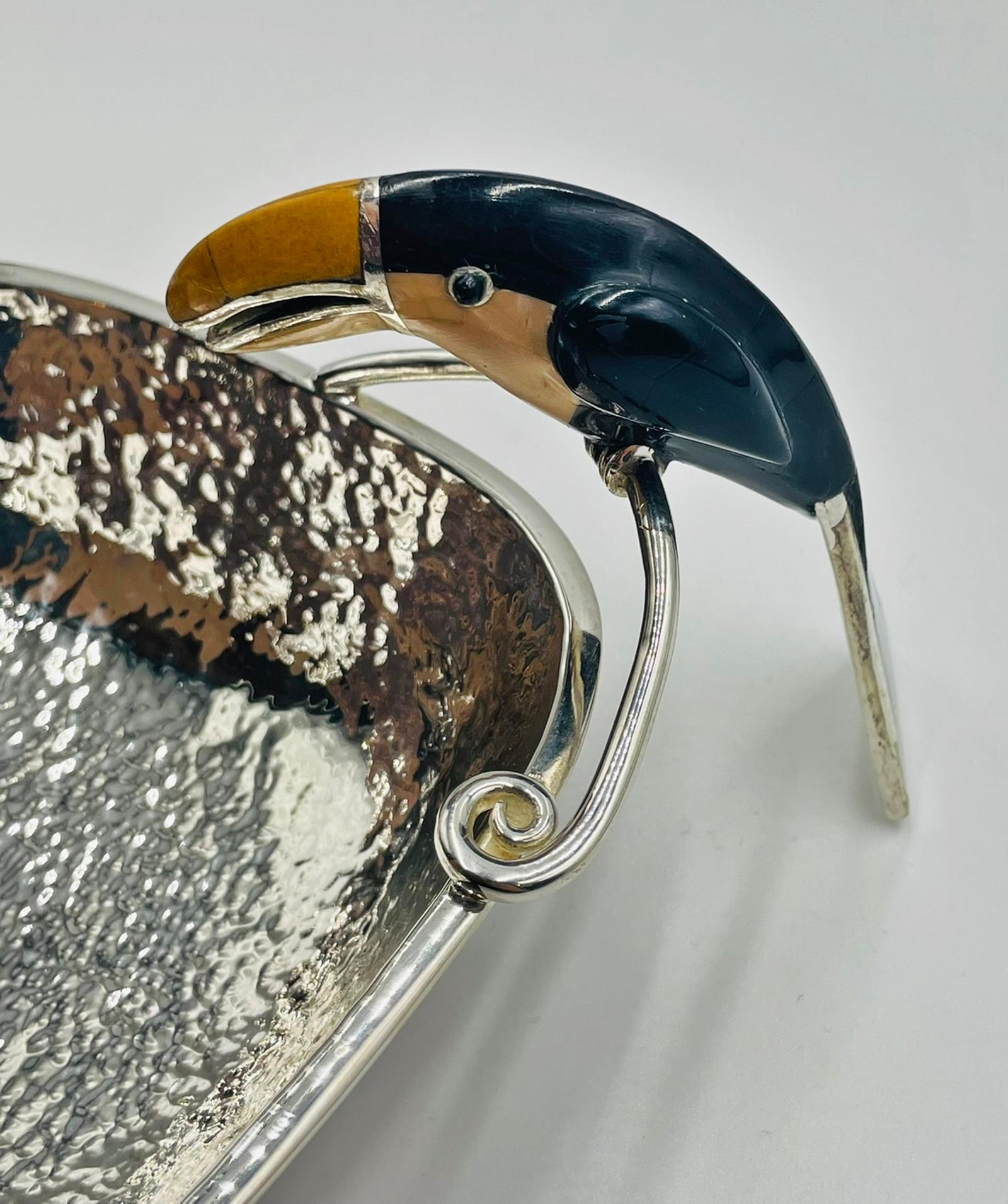 Molcajete/ciotola in argento di Emilia Castillo con tucano, Messico, anni '80 in vendita 7