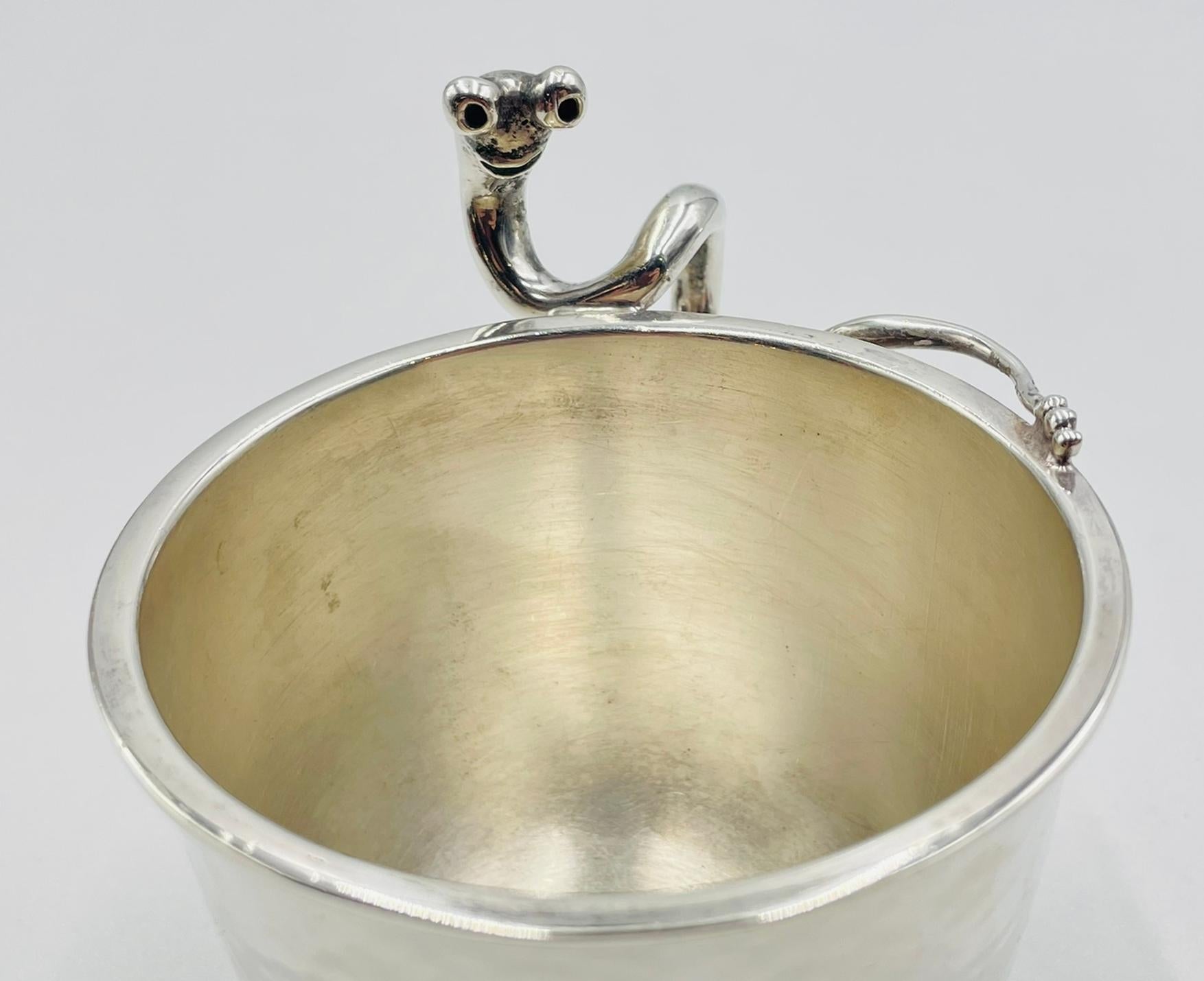 Emilia Castillo Versilbertes Schalen- und Tassenset mit skulpturalen Schneckengriffen im Angebot 8