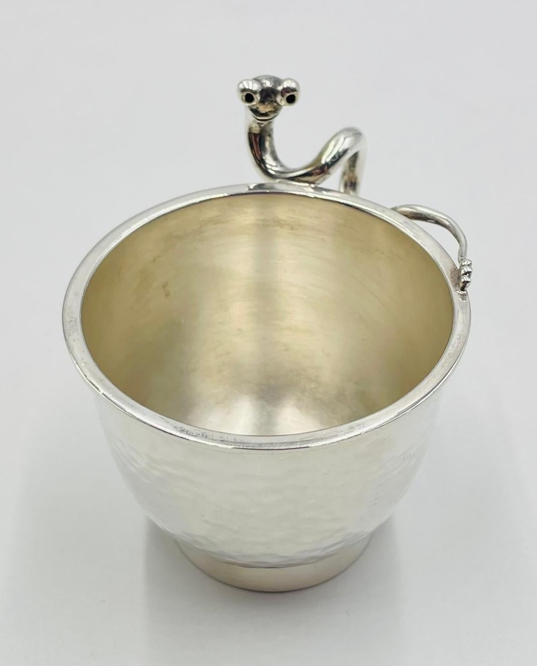 Emilia Castillo Versilbertes Schalen- und Tassenset mit skulpturalen Schneckengriffen im Angebot 11