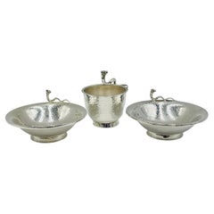 Emilia Castillo Silver-Plated Bowl & Cup Set with Sculptural Worm Handles