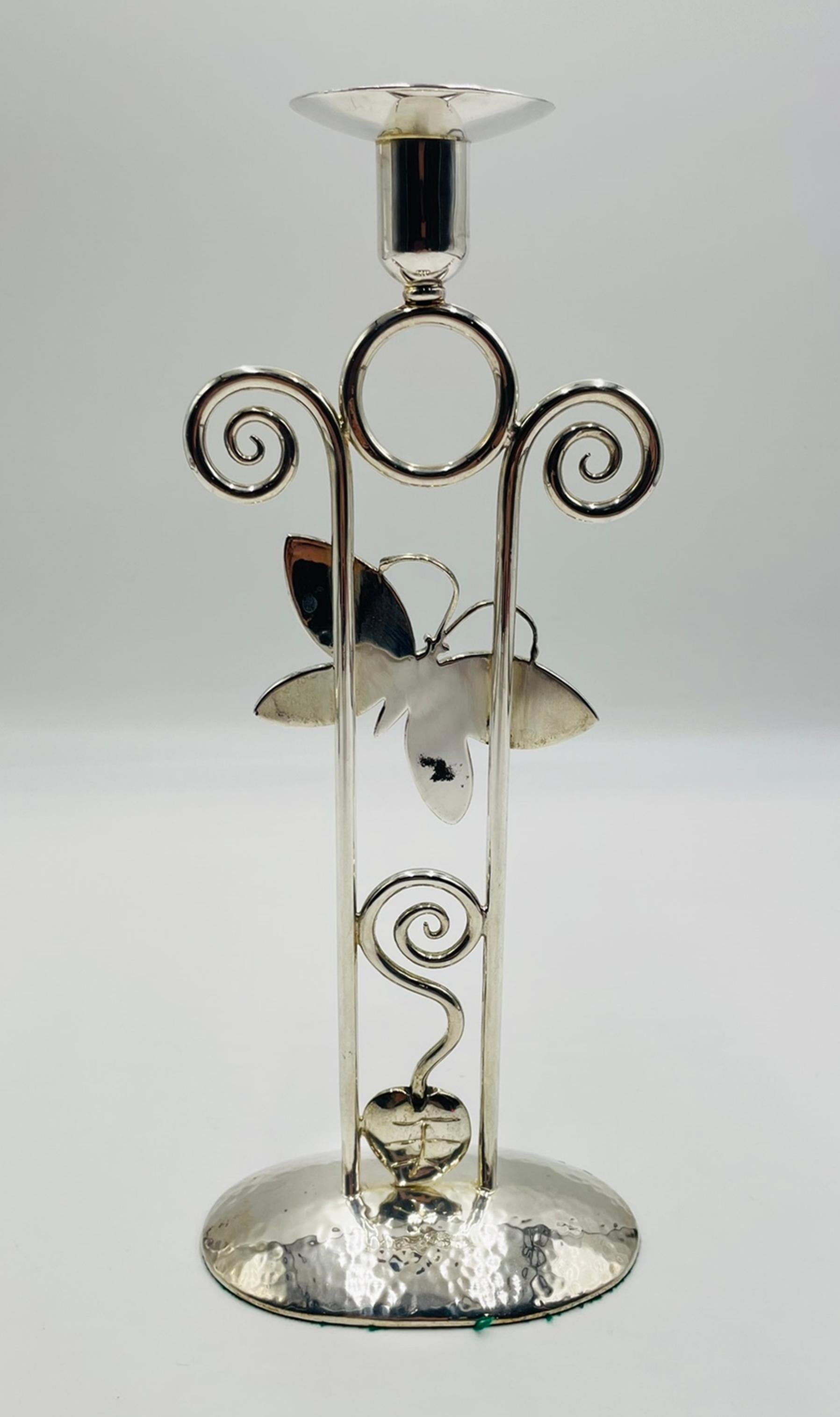 Emilia Castillo Portacandele a Farfalla placcato argento con intarsio di pietre, messicano in vendita 2