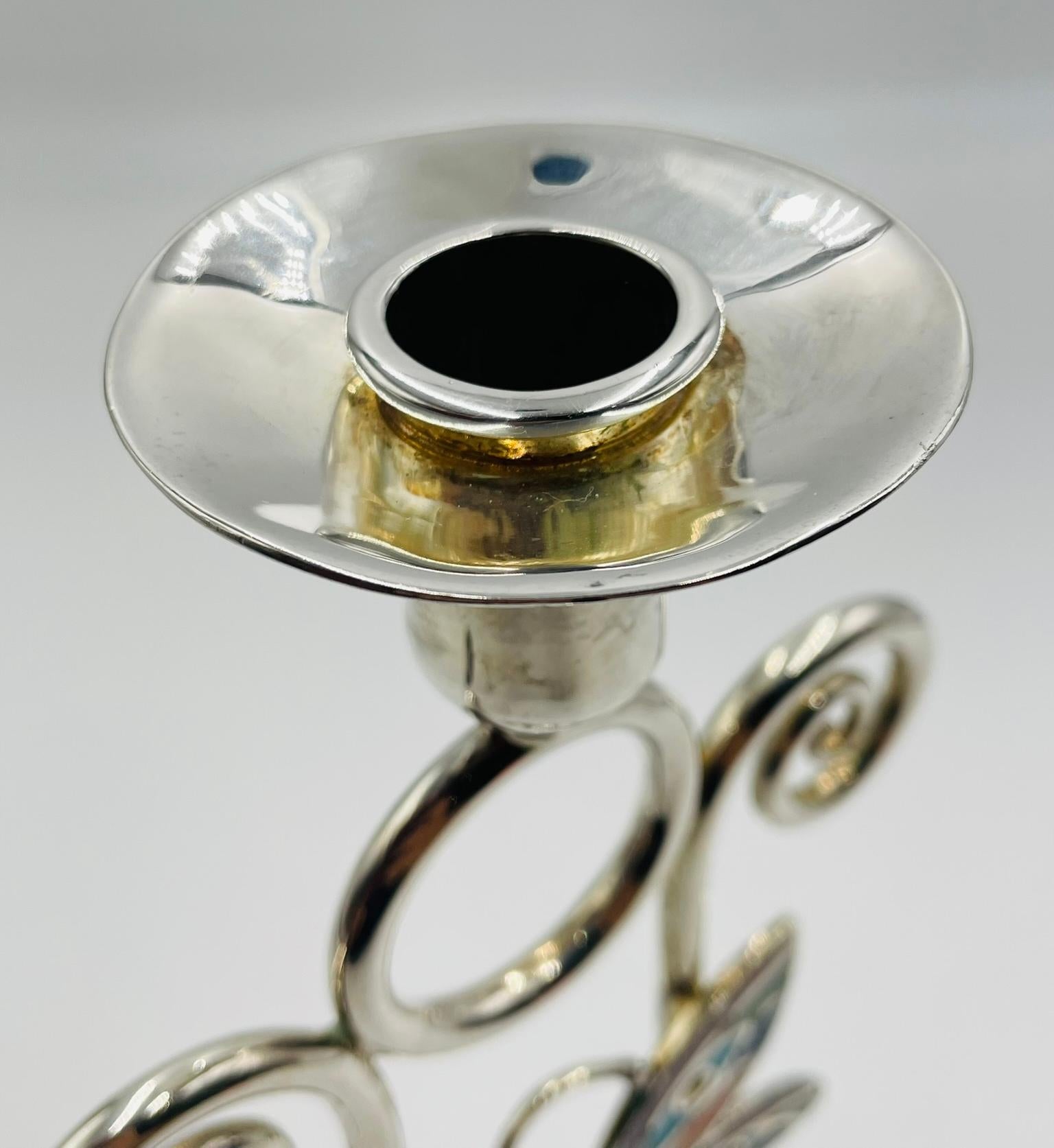 Emilia Castillo Portacandele a Farfalla placcato argento con intarsio di pietre, messicano in vendita 4