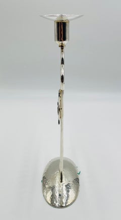 Emilia Castillo Silver-Plated Butterfly Candle Holder with Stone Inlay, Mexican