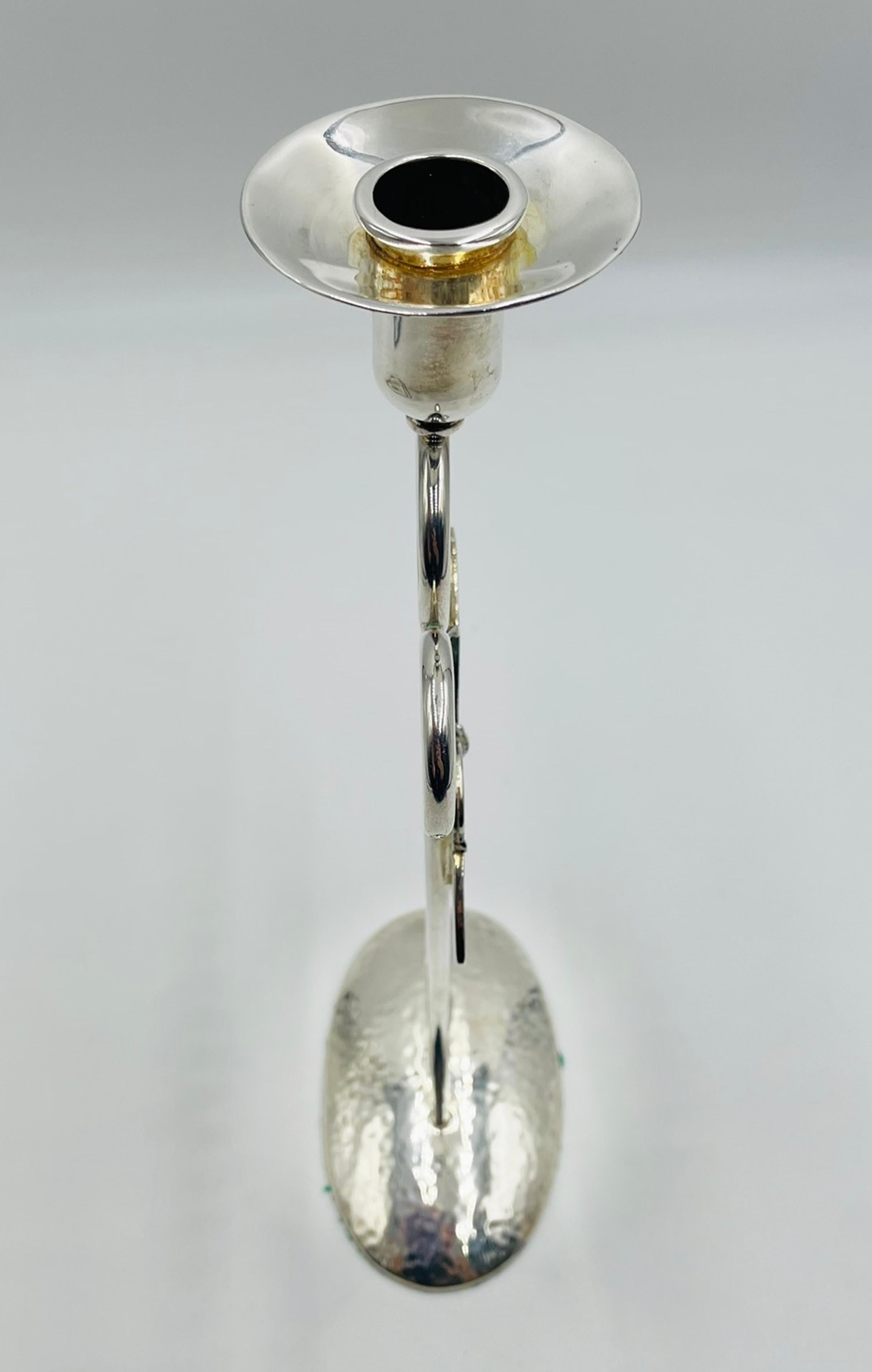 Fatto a mano Emilia Castillo Portacandele a Farfalla placcato argento con intarsio di pietre, messicano in vendita