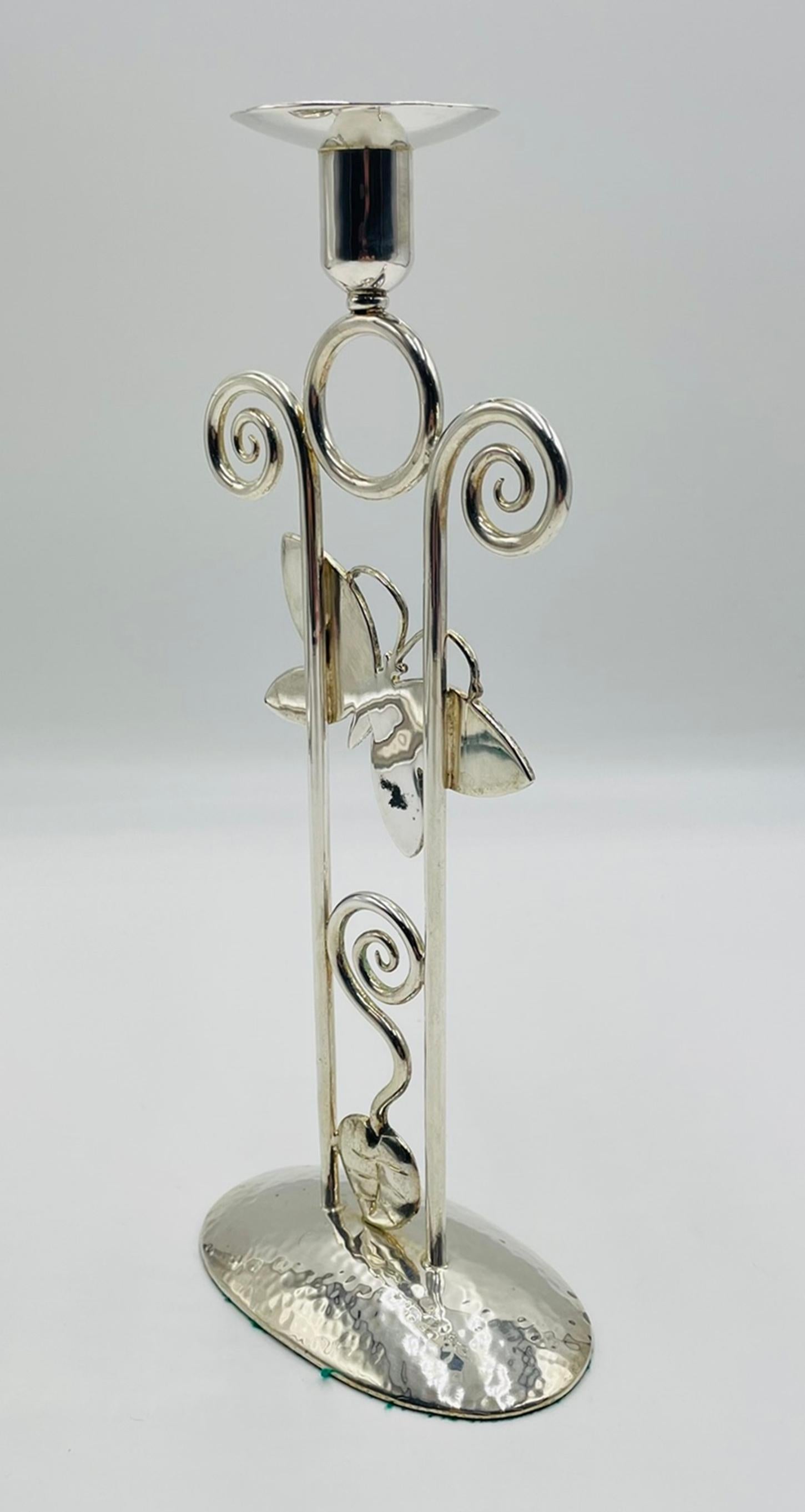 Emilia Castillo Portacandele a Farfalla placcato argento con intarsio di pietre, messicano in vendita 1