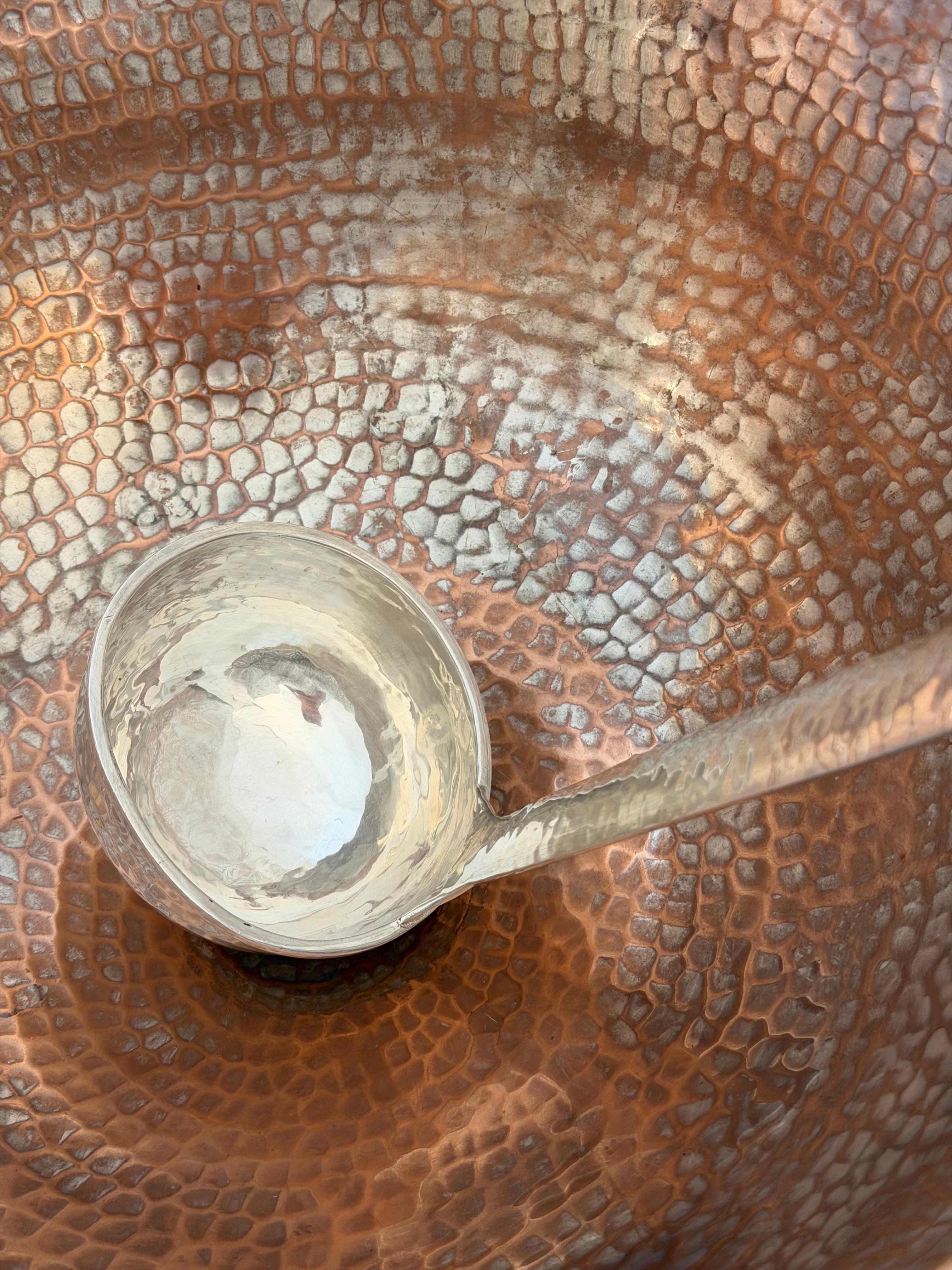 Emilia Castillo Silver Plated Copper Bowl with Malachite and Parrot Ladle For Sale 4