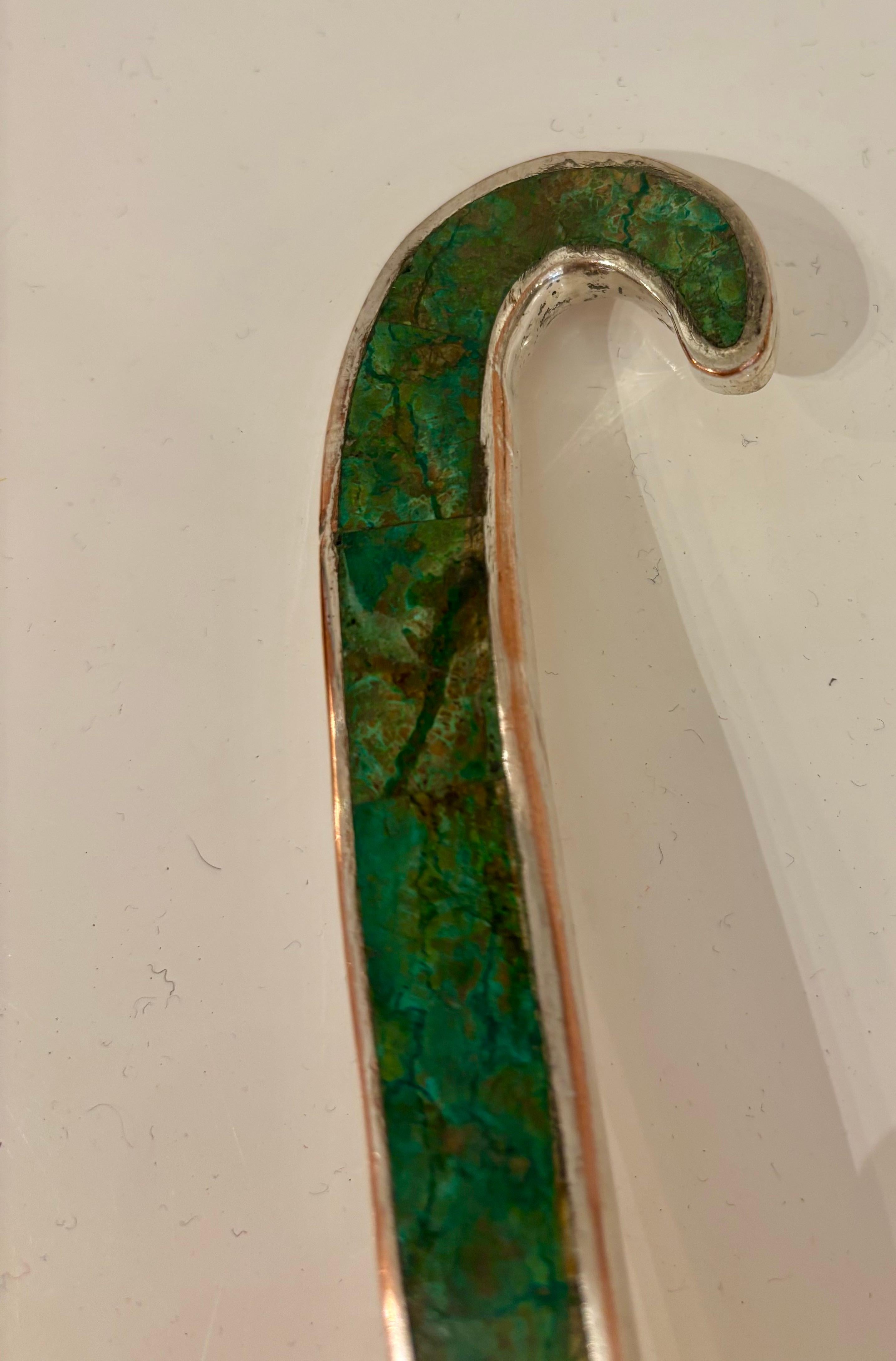 Emilia Castillo Silver Plated Copper Soup Tureen with Malachite and Rope Handles For Sale 6