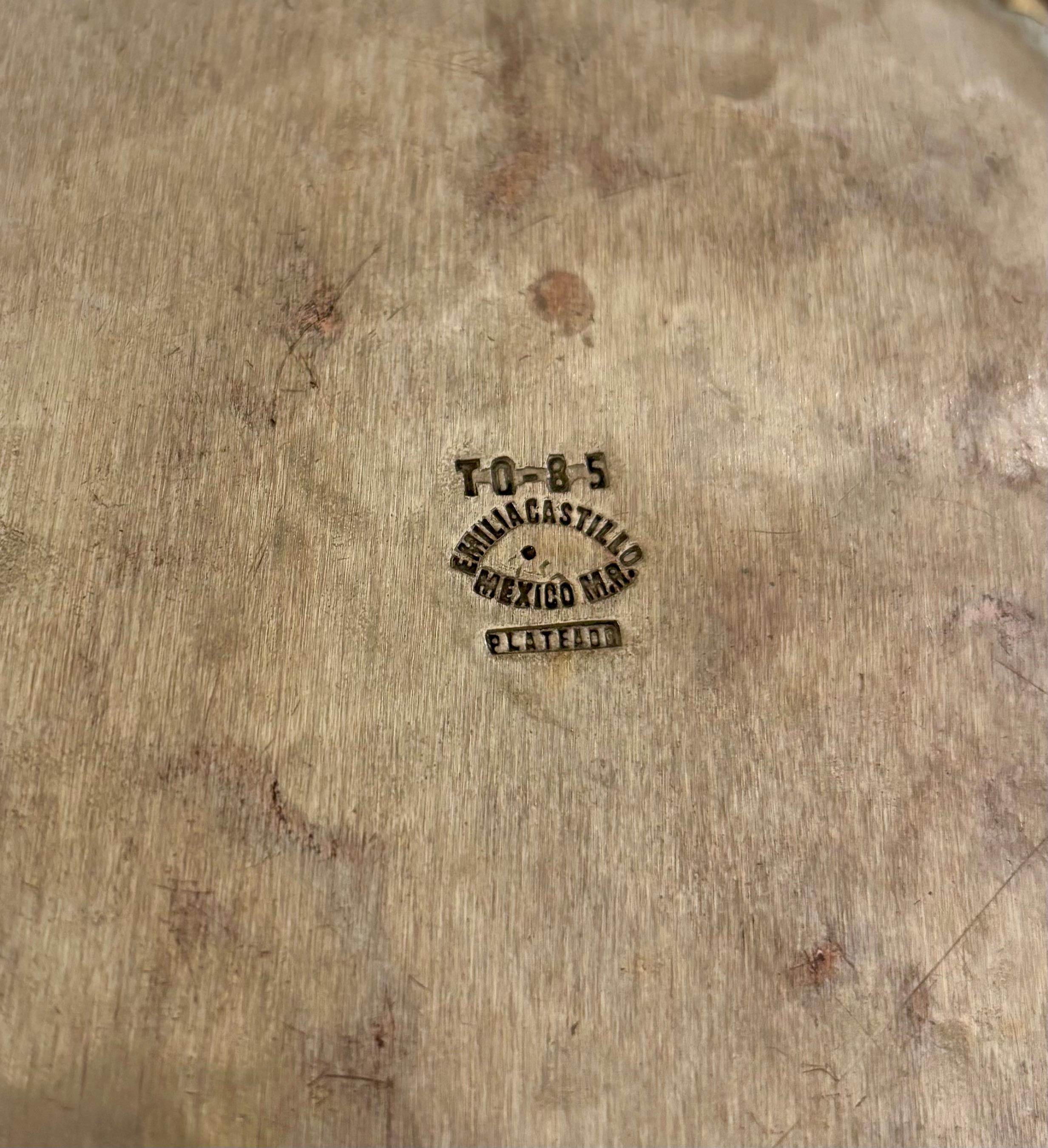 Emilia Castillo Silver Plated Copper Soup Tureen with Malachite and Rope Handles For Sale 8