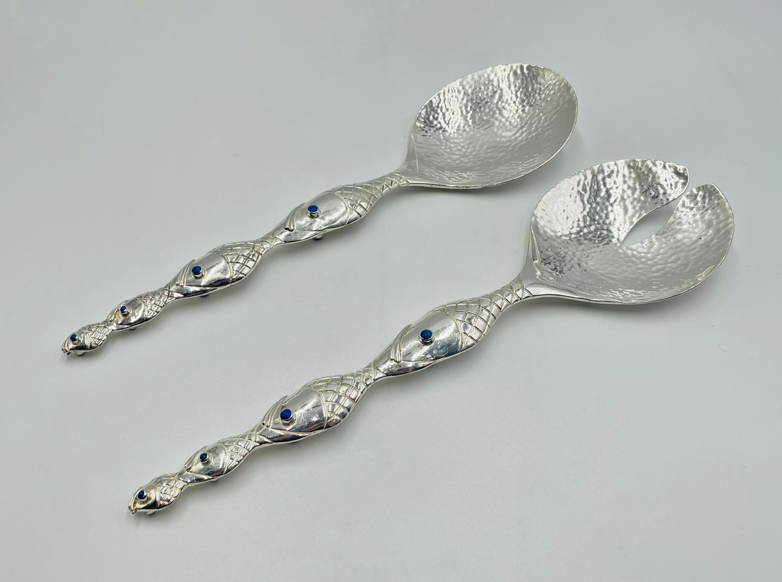 Emilia Castillo Silver-Plated Fish-Handle Serving Set, Taxco Mexico (Mexikanisch) im Angebot