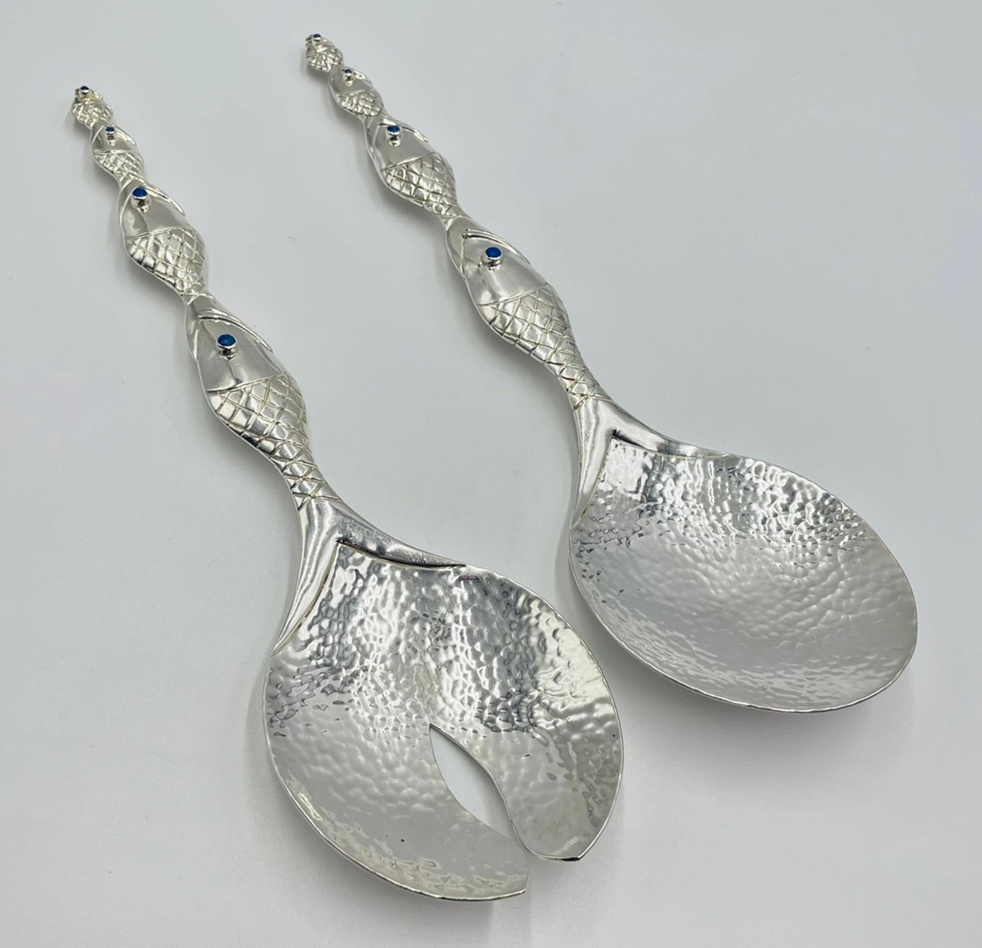 Emilia Castillo Silver-Plated Fish-Handle Serving Set, Taxco Mexico im Zustand „Gut“ im Angebot in Los Angeles, CA