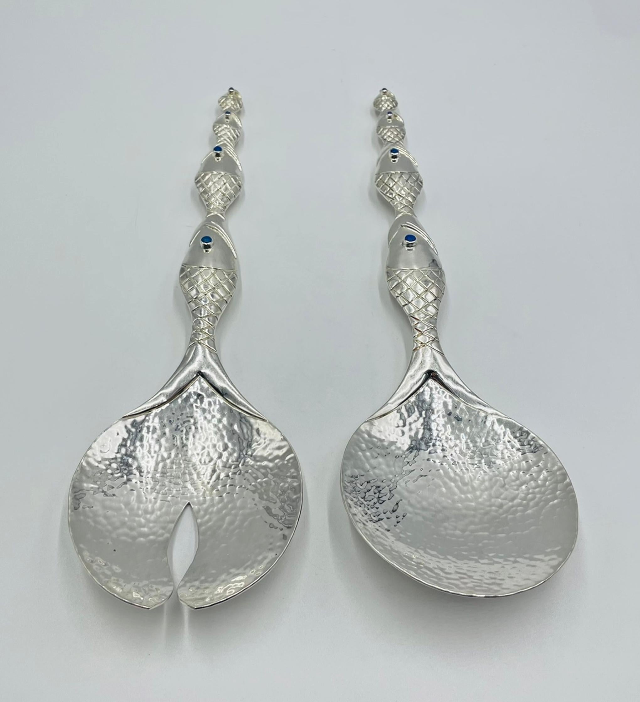 Emilia Castillo Silver-Plated Fish-Handle Serving Set, Taxco Mexico (Ende des 20. Jahrhunderts) im Angebot