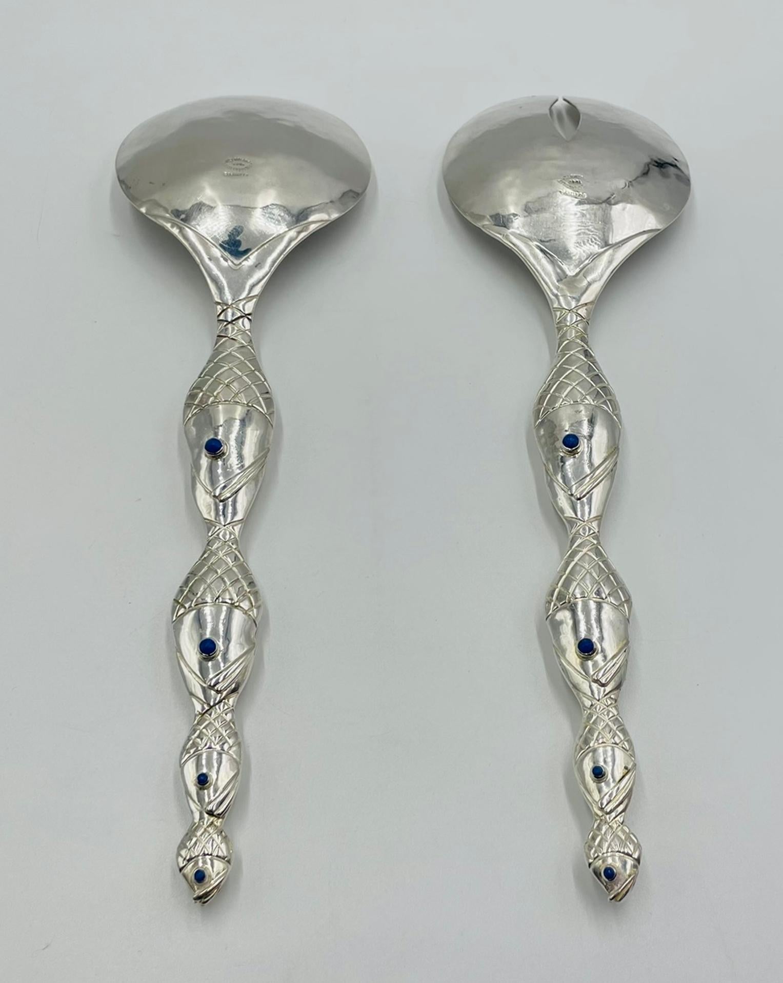 Emilia Castillo Silver-Plated Fish-Handle Serving Set, Taxco Mexico (Versilberung) im Angebot