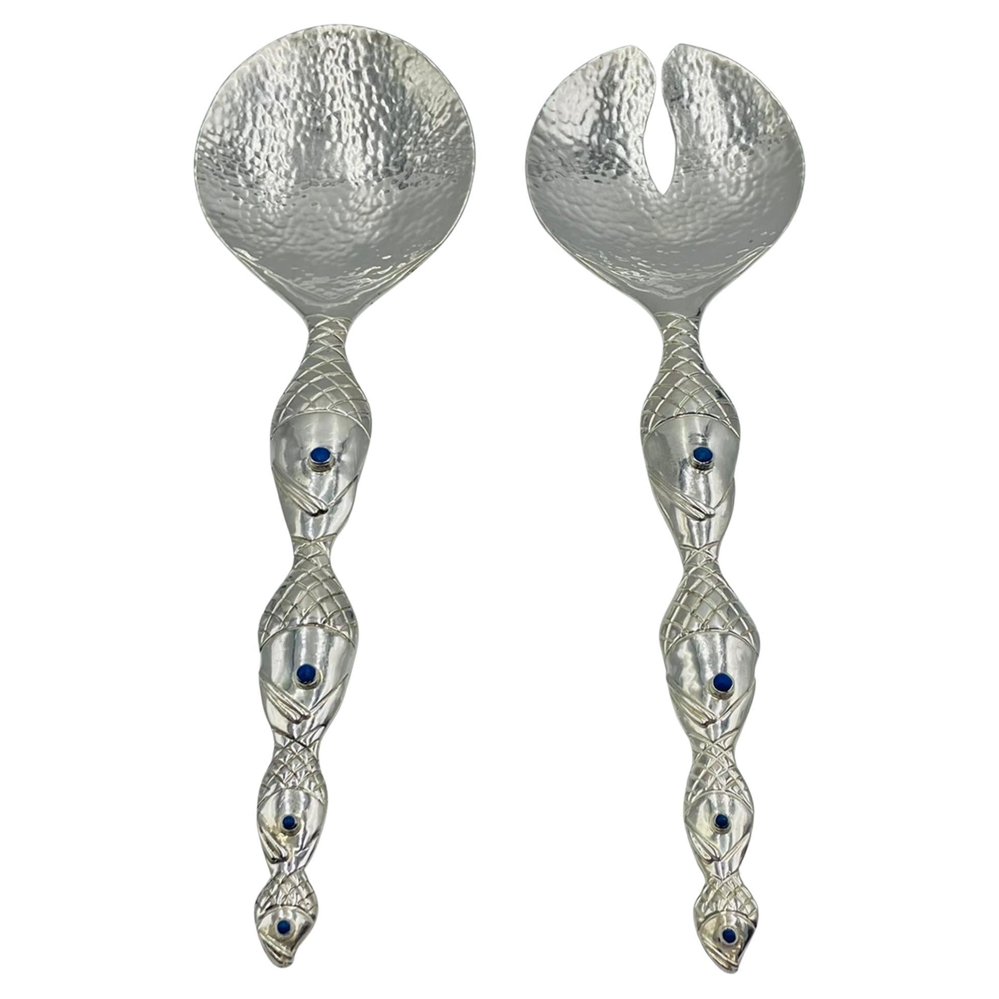 Emilia Castillo Silver-Plated Fish-Handle Serving Set, Taxco Mexico
