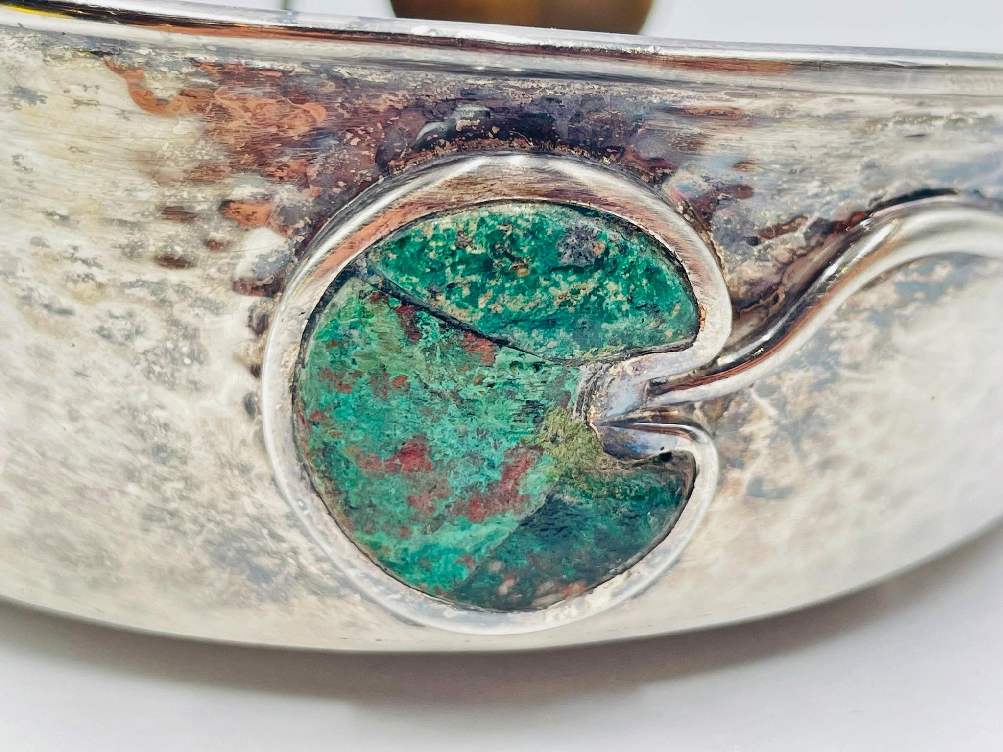 Emilia Castillo rana e malachite placcata in argento, Taxco, anni '80 in vendita 2