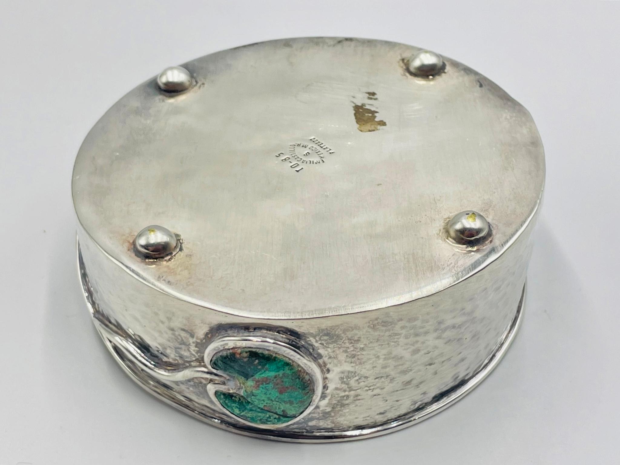 Emilia Castillo rana e malachite placcata in argento, Taxco, anni '80 in vendita 6