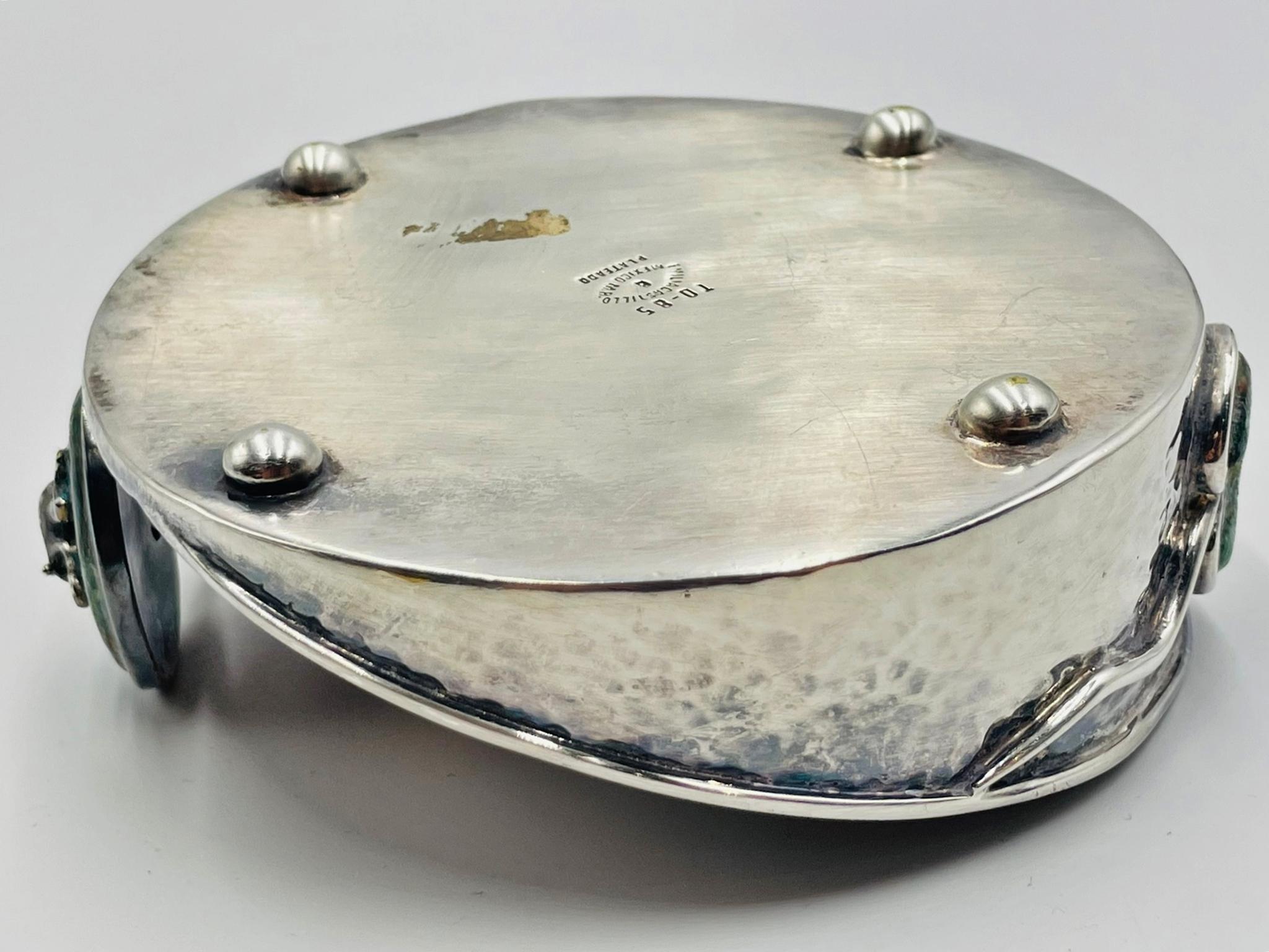 Emilia Castillo rana e malachite placcata in argento, Taxco, anni '80 in vendita 7