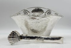 Emilia Castillo Silver Plated Ice Bucket & Tongs with Seashell Motif, Mexico