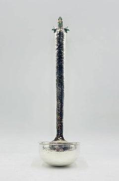 Emilia Castillo Silver-Plated Ladle with Malachite Parrot, Mexican Modernism