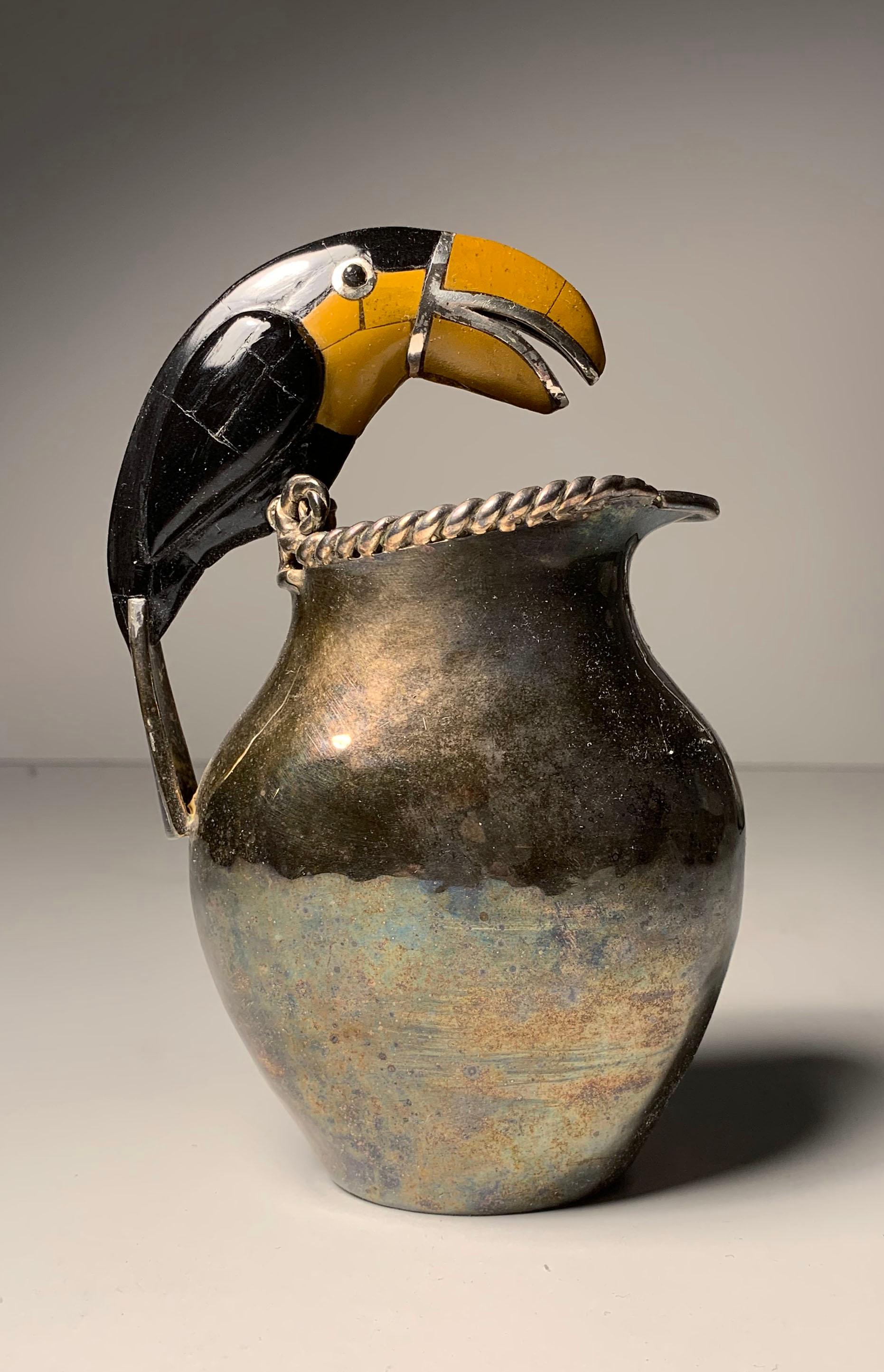 Emilia Castillo silver plated Mexican toucan pitcher.