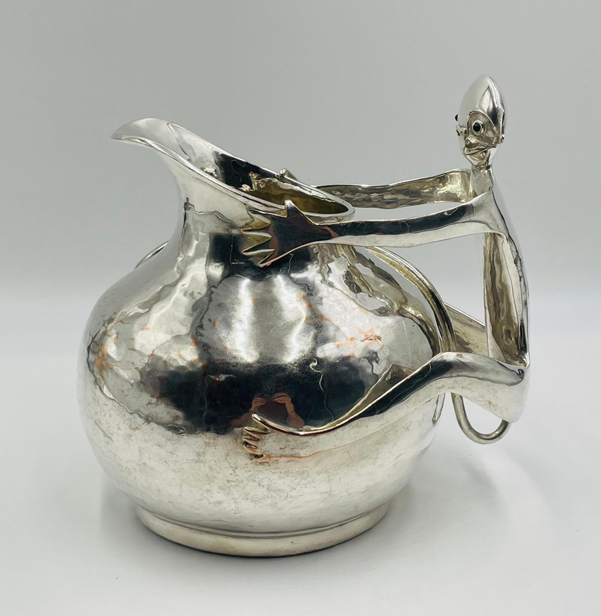 Brocca a forma di scimmia placcata in argento di Emilia Castillo, Modernismo messicano in vendita 1