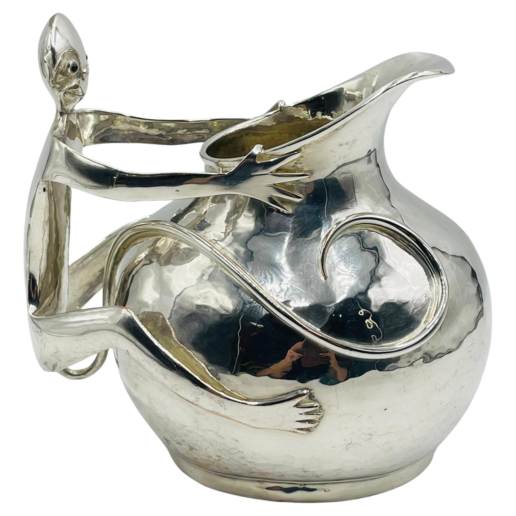 Emilia Castillo Silver-Plated Monkey Pitcher, Mexican Modernism