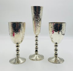 Emilia Castillo Silver Plated “Musical” Goblets & Champagne Flute, Taxco Mexico