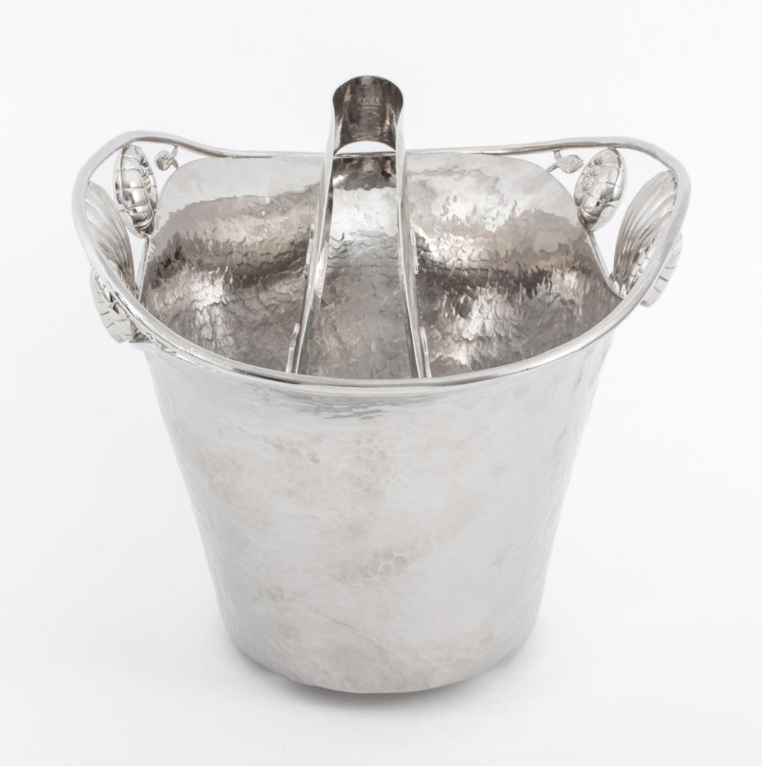 Mid-Century Modern Emilia Castillo Silver-Plated Sea Shell Ice Bucket with Tongs