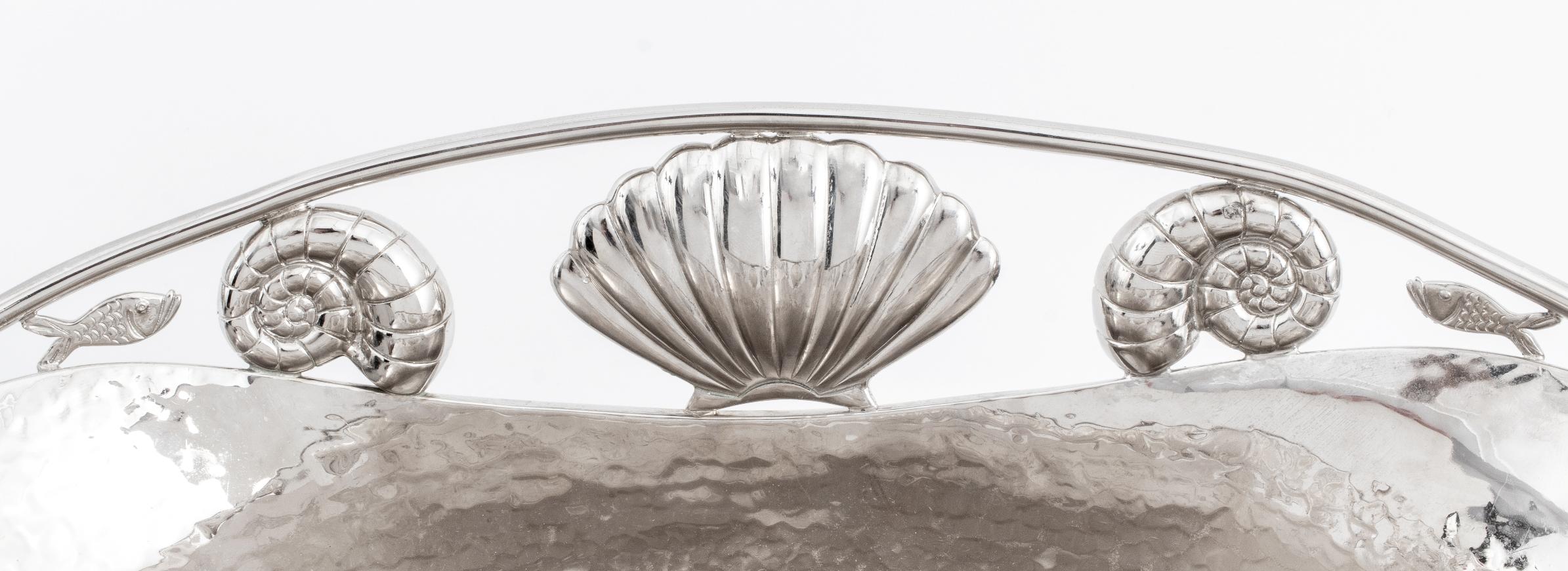 20th Century Emilia Castillo Silver-Plated Sea Shell Ice Bucket with Tongs