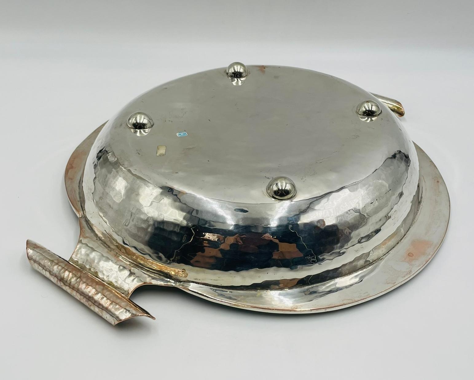 Ciotola di Emilia Castillo placcata in argento con intarsio di malachite, design messicano in vendita 10