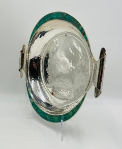 Ciotola di Emilia Castillo placcata in argento con intarsio di malachite, design messicano
