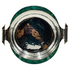 Ciotola di Emilia Castillo placcata in argento con intarsio di malachite, design messicano