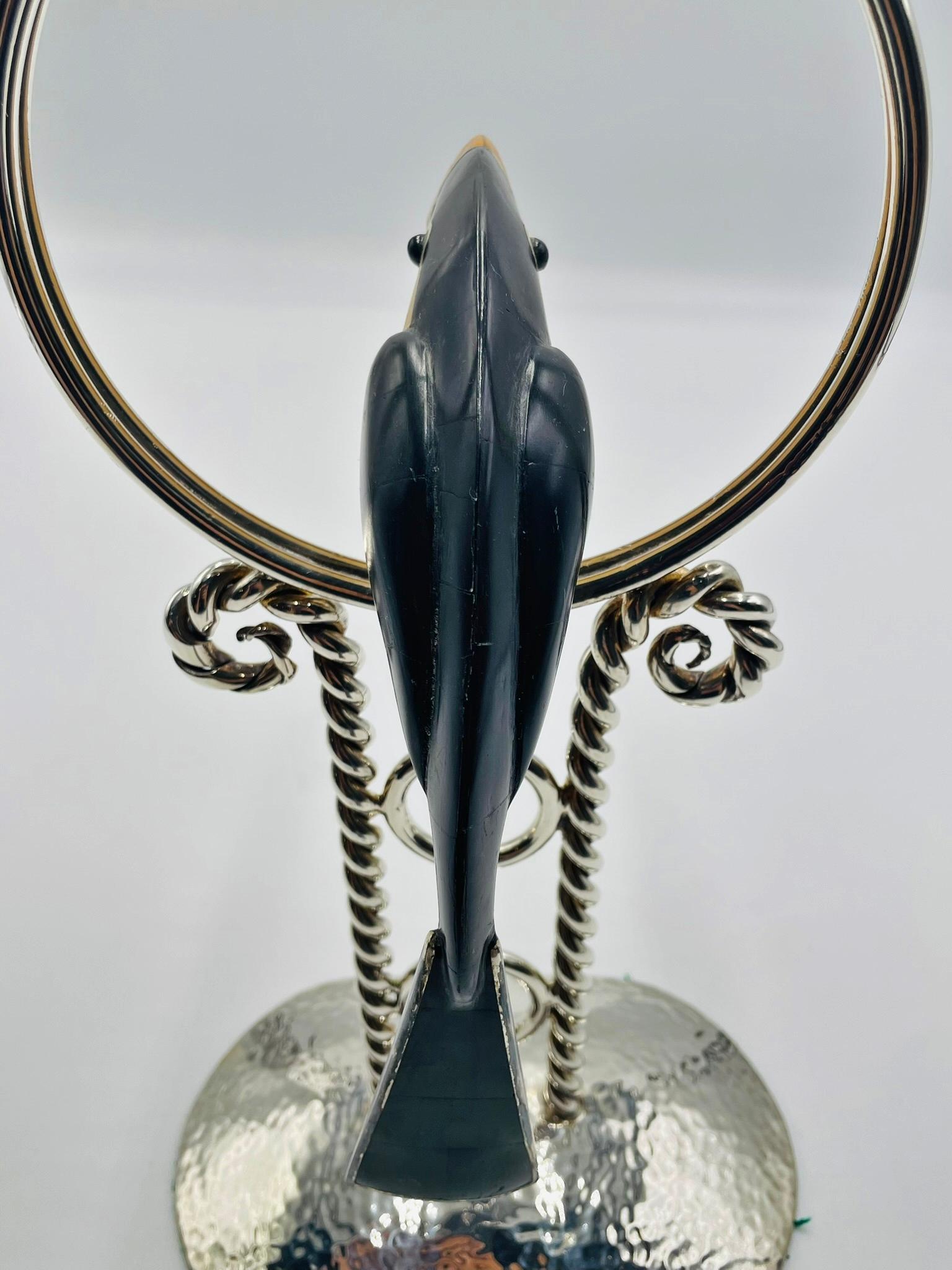 Emilia Castillo Candeliere a forma di tucano placcato in argento con intarsi in onice, Taxco Mexico in vendita 6