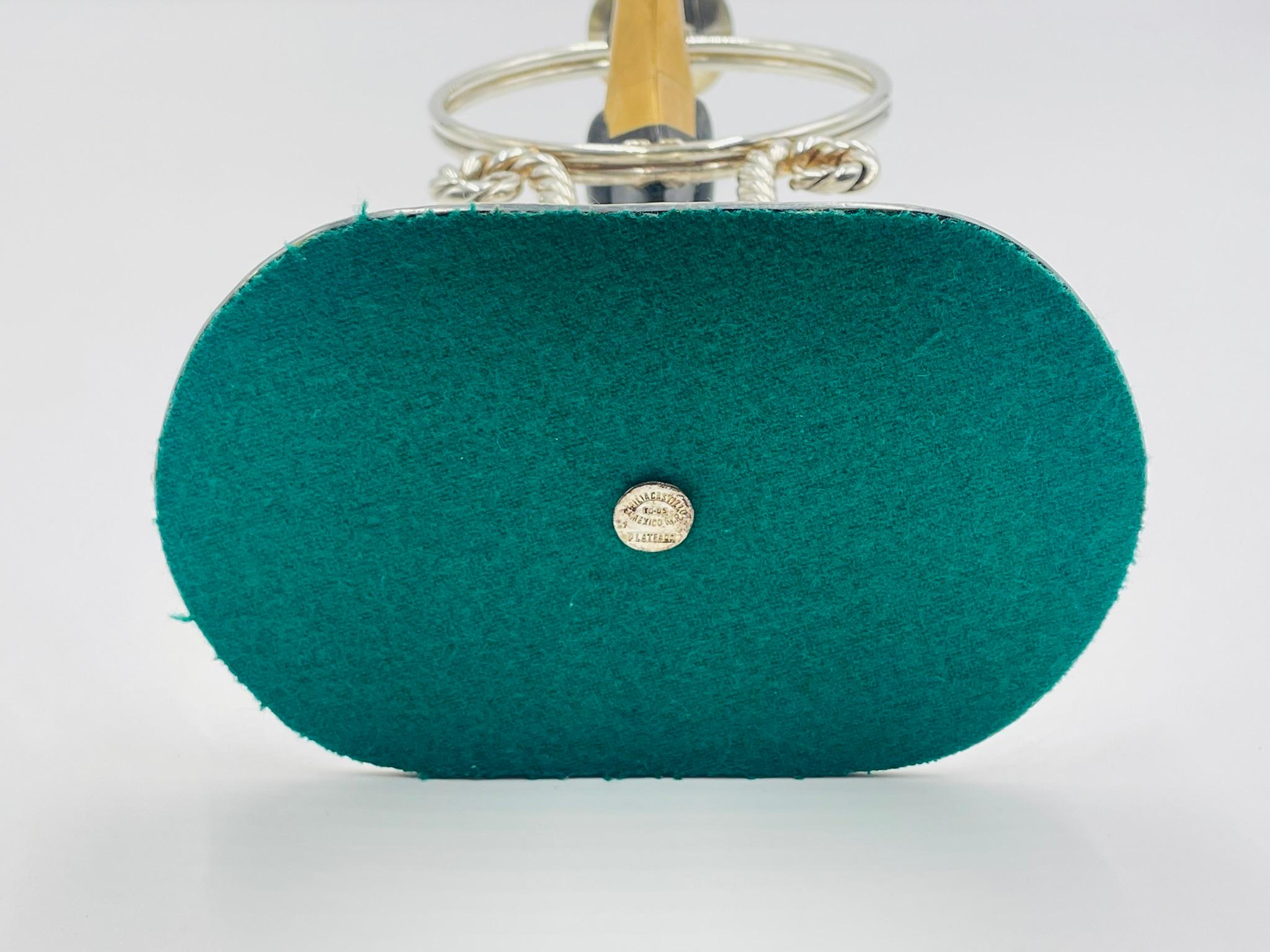 Emilia Castillo Candeliere a forma di tucano placcato in argento con intarsi in onice, Taxco Mexico in vendita 11