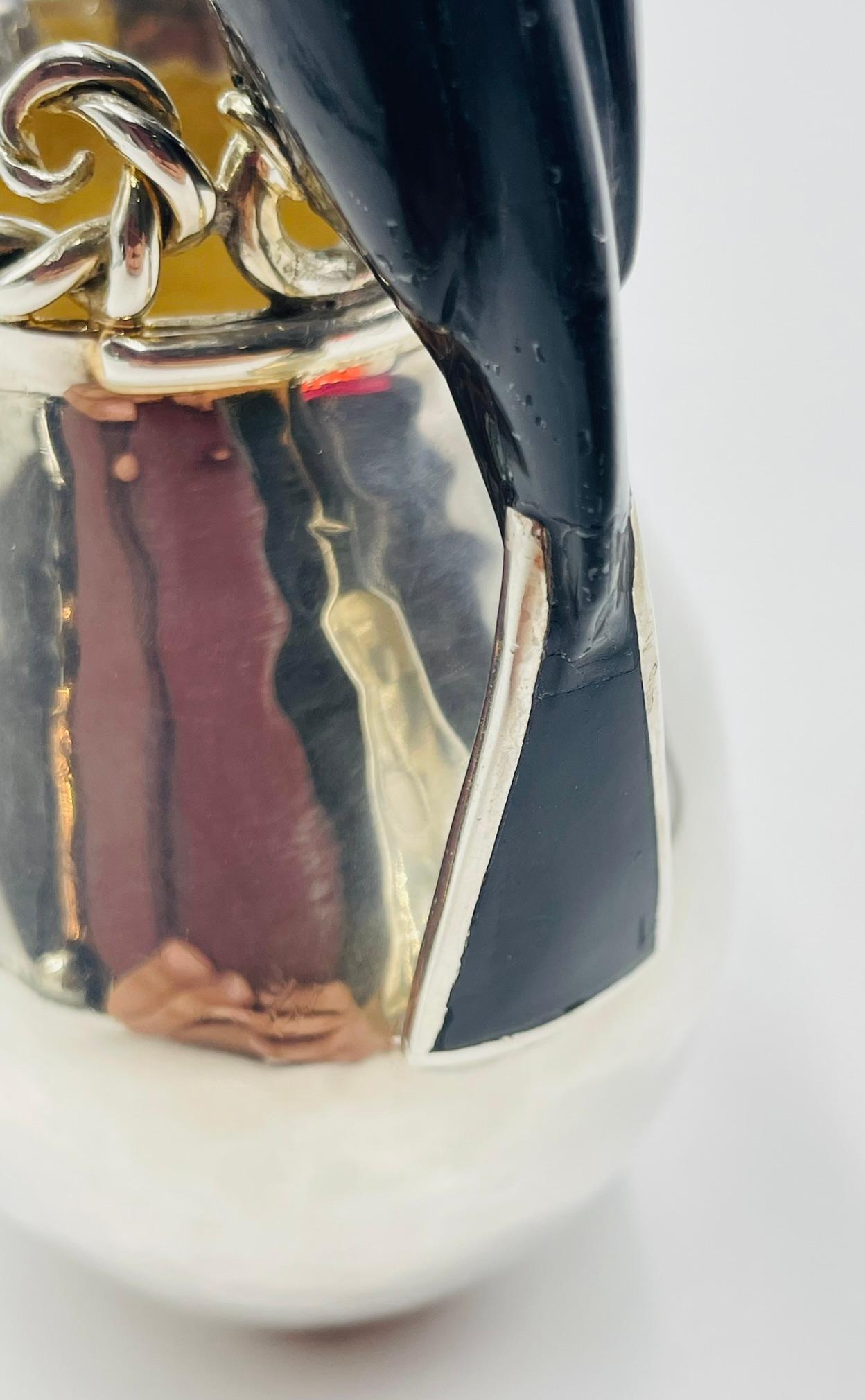 Emilia Castillo Versilberte Tukan-Kanne mit Onyx und Jaspis, Mexiko 1980er Jahre im Angebot 3