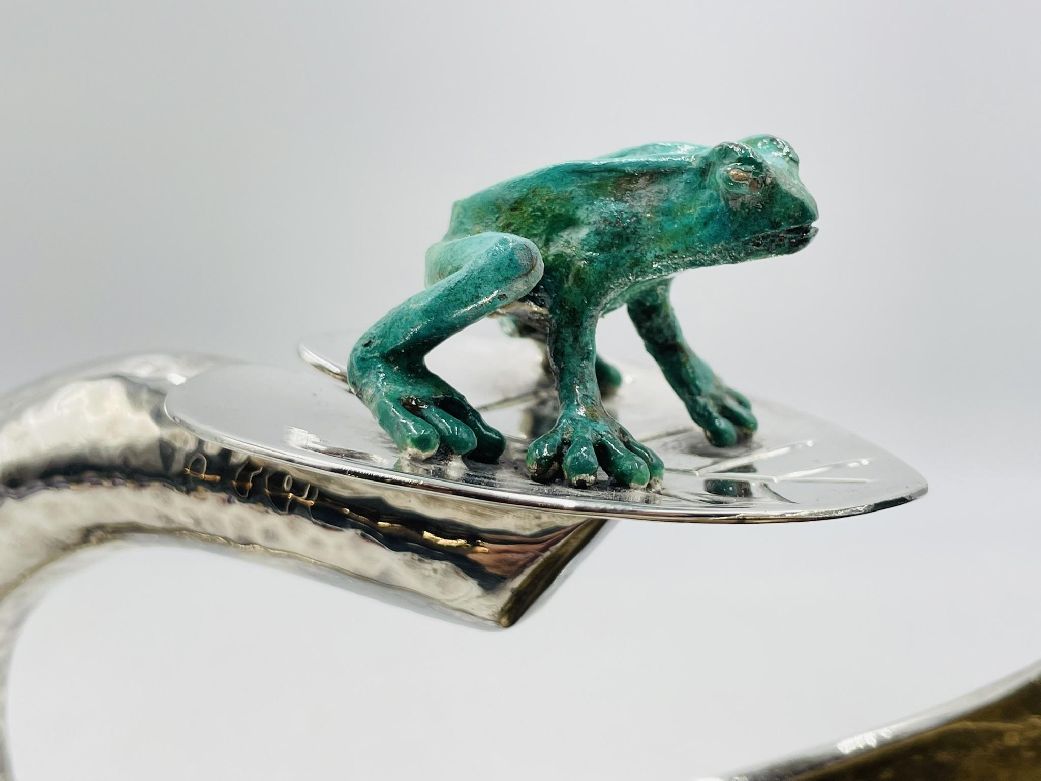 Service à thé en argent Emilia Castillo avec grenouilles en malachite, signé Design/One mexicain en vente 9