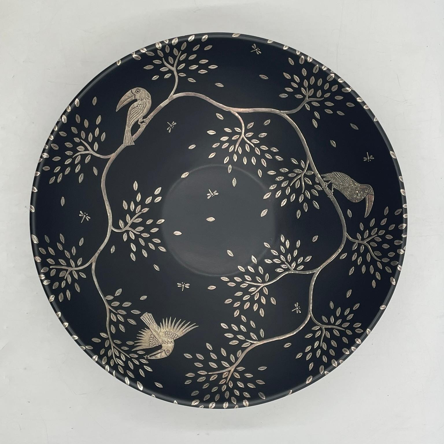 Ciotola Toucan e Albero della Vita in argento di Emilia Castillo, Taxco Mexico, anni '80 In condizioni buone in vendita a Los Angeles, CA
