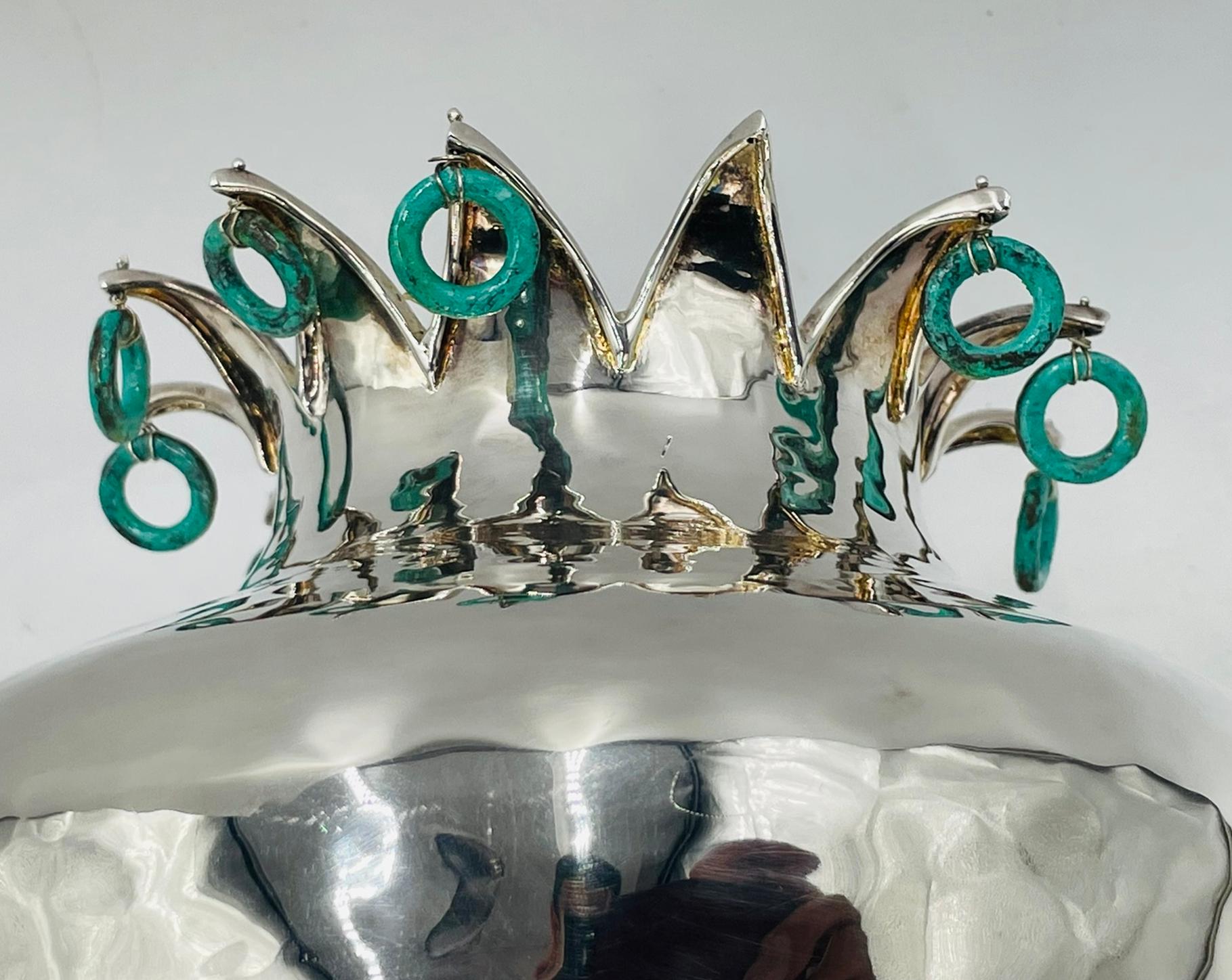 Vaso d'argento di Emilia Castillo con accenti di pietra, firmato, Taxco Mexico in vendita 2