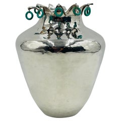Emilia Castillo Silber Vase mit Stein Akzente, signiert, Taxco Mexico