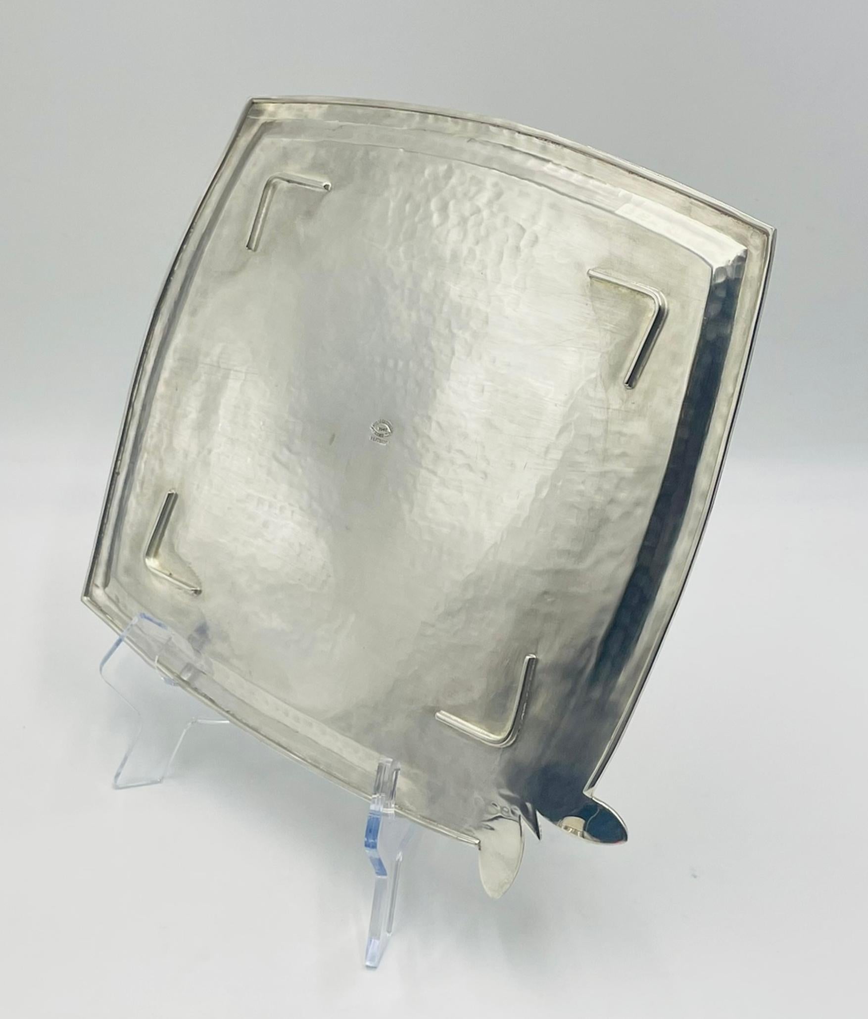 Emilia Castillo Silverplate Butterfly Tray with Stone Inlay, Taxco For Sale 3