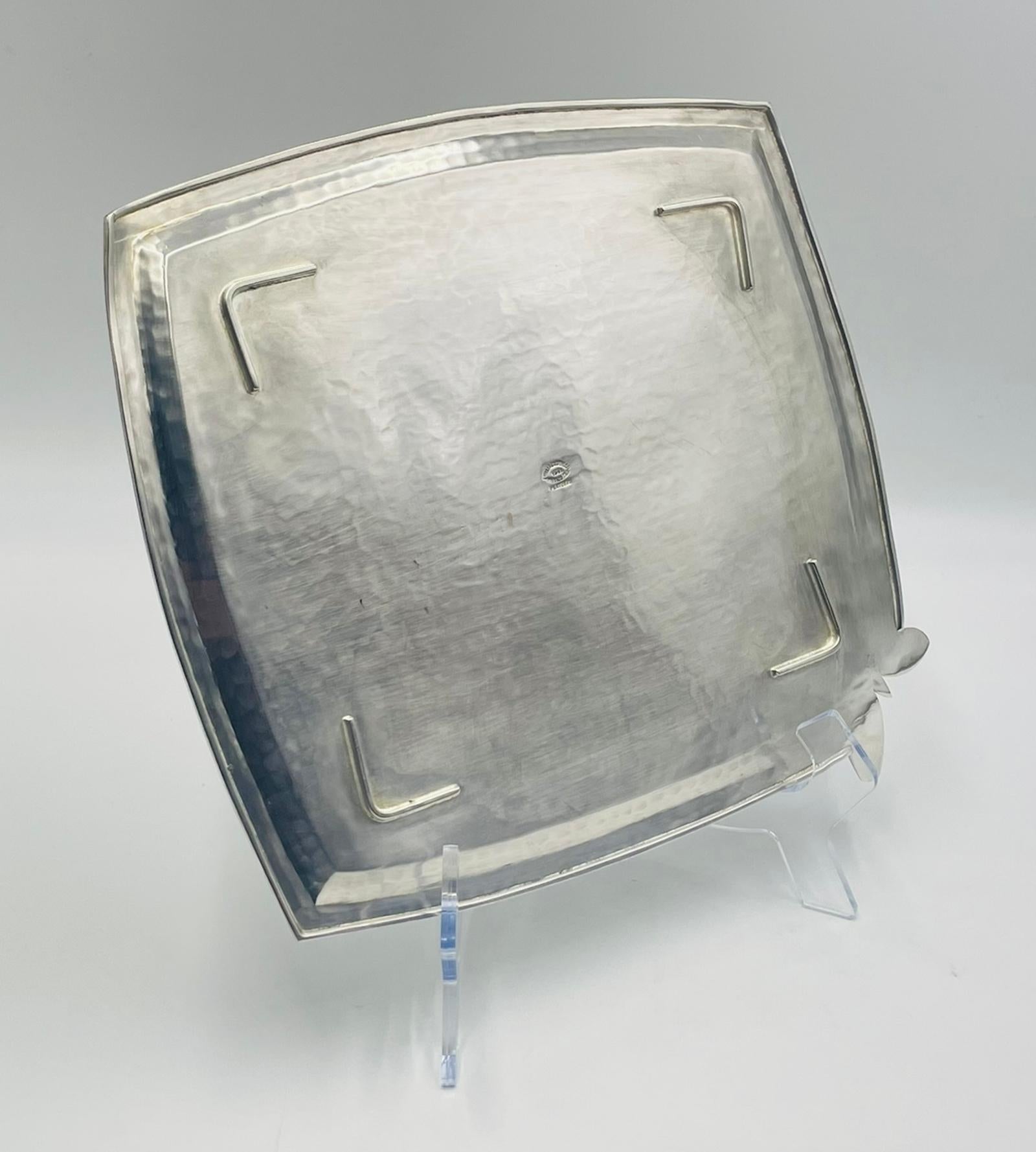 Emilia Castillo Silverplate Butterfly Tray with Stone Inlay, Taxco For Sale 4