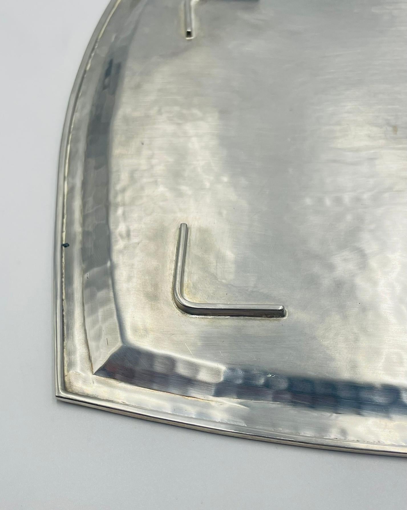 Emilia Castillo Silverplate Butterfly Tray with Stone Inlay, Taxco For Sale 8