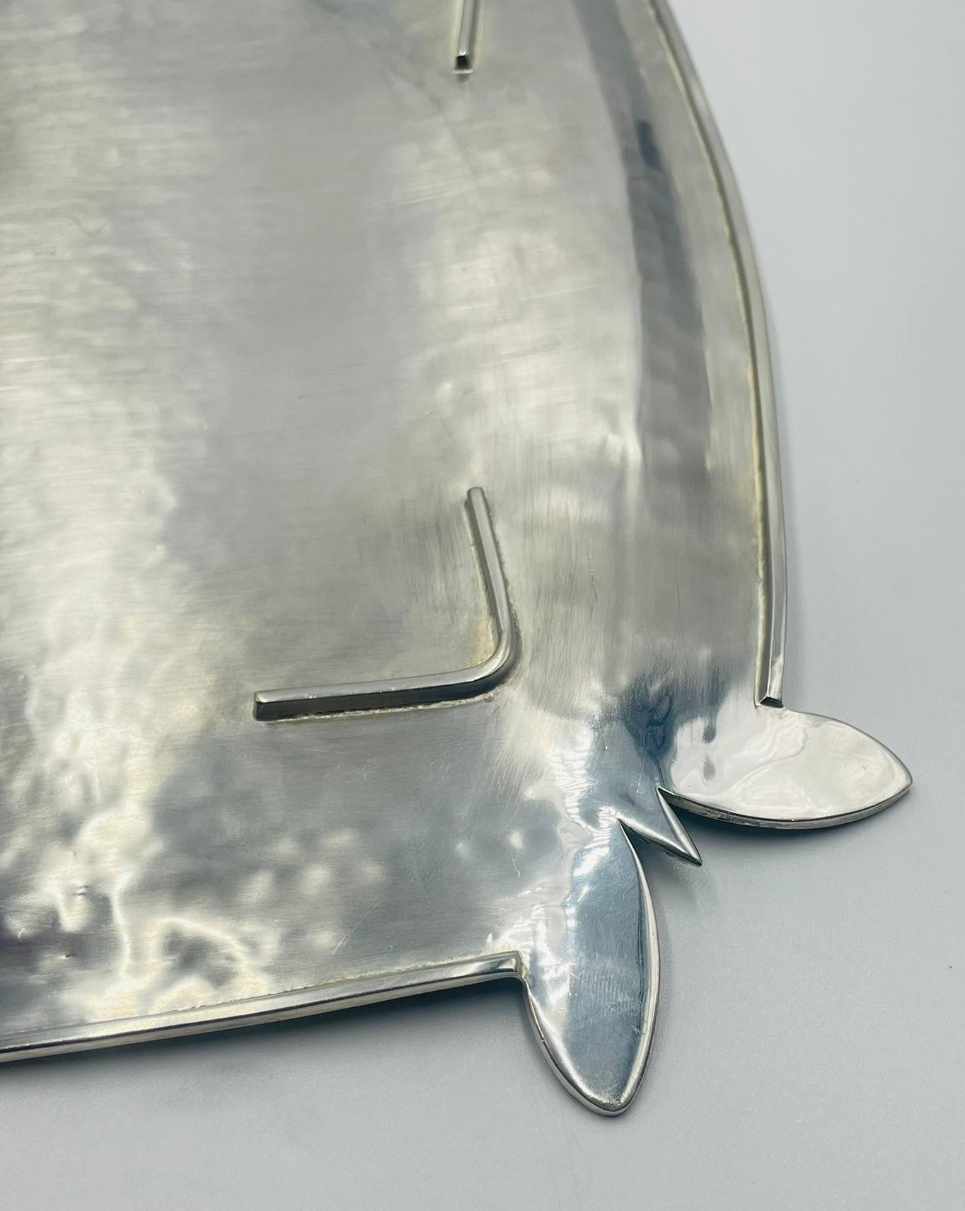 Emilia Castillo Silverplate Butterfly Tray with Stone Inlay, Taxco For Sale 9