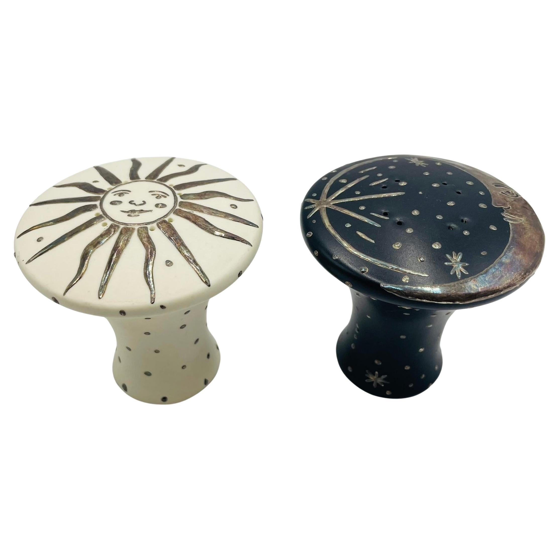 Emilia Castillo "Sol y Luna" Salz- und Pfefferset aus Silber und Porzellan im Angebot