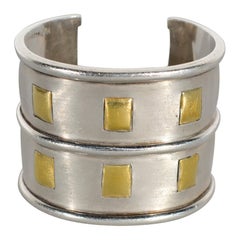 Emilia Castillo Sterling and Gold Wide Cuff Bracelet