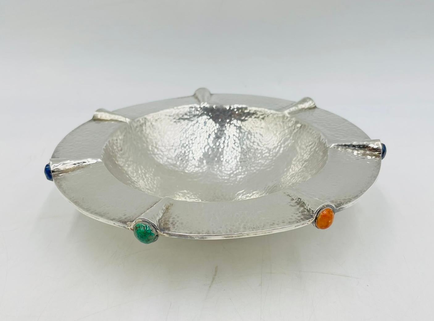Moderne Emilia Castillo Bol en argent sterling avec incrustation de pierres semi-précieuses, Mexique en vente