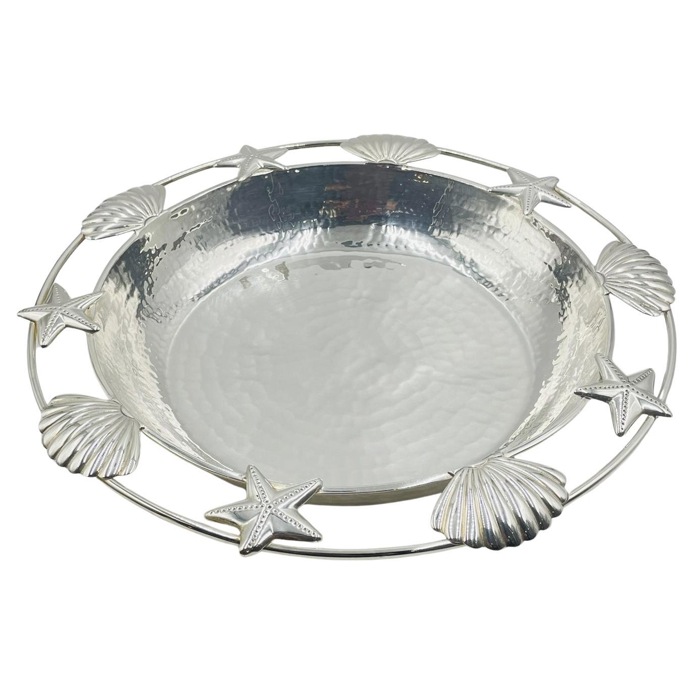 Emilia Castillo Taxco “El Mar” Silver Plate Shell & Starfish Centerpiece Bowl For Sale