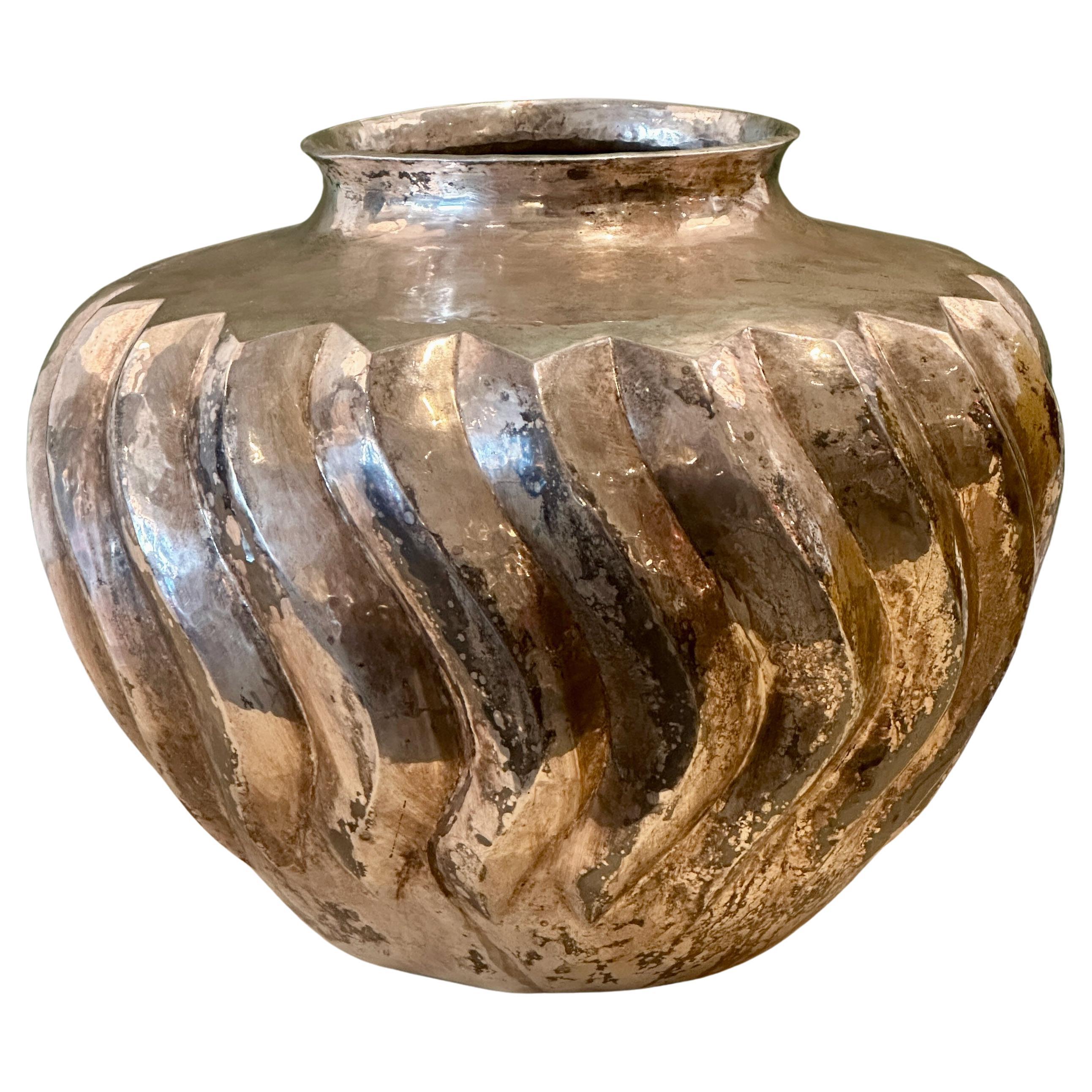 Emilia Castillo Taxco, versilberte Vase aus Mexiko, ca. 1980er Jahre